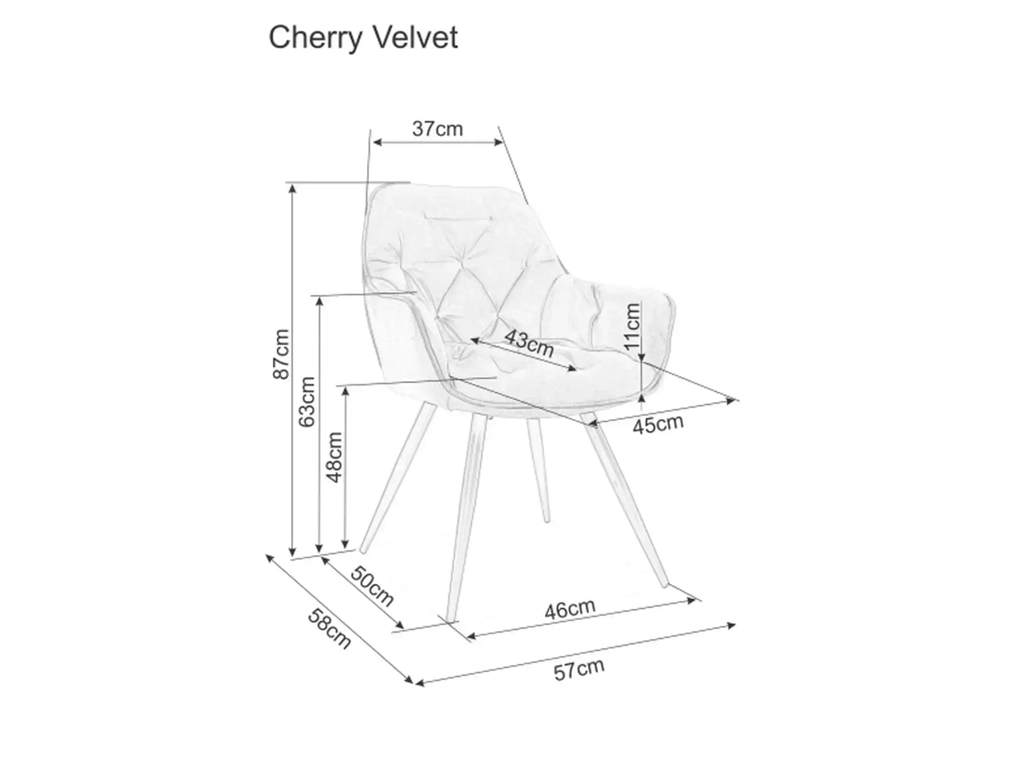 Scaun CHERRY, bej deschis/negru, stofa catifelata/metal, 57x43x87 cm