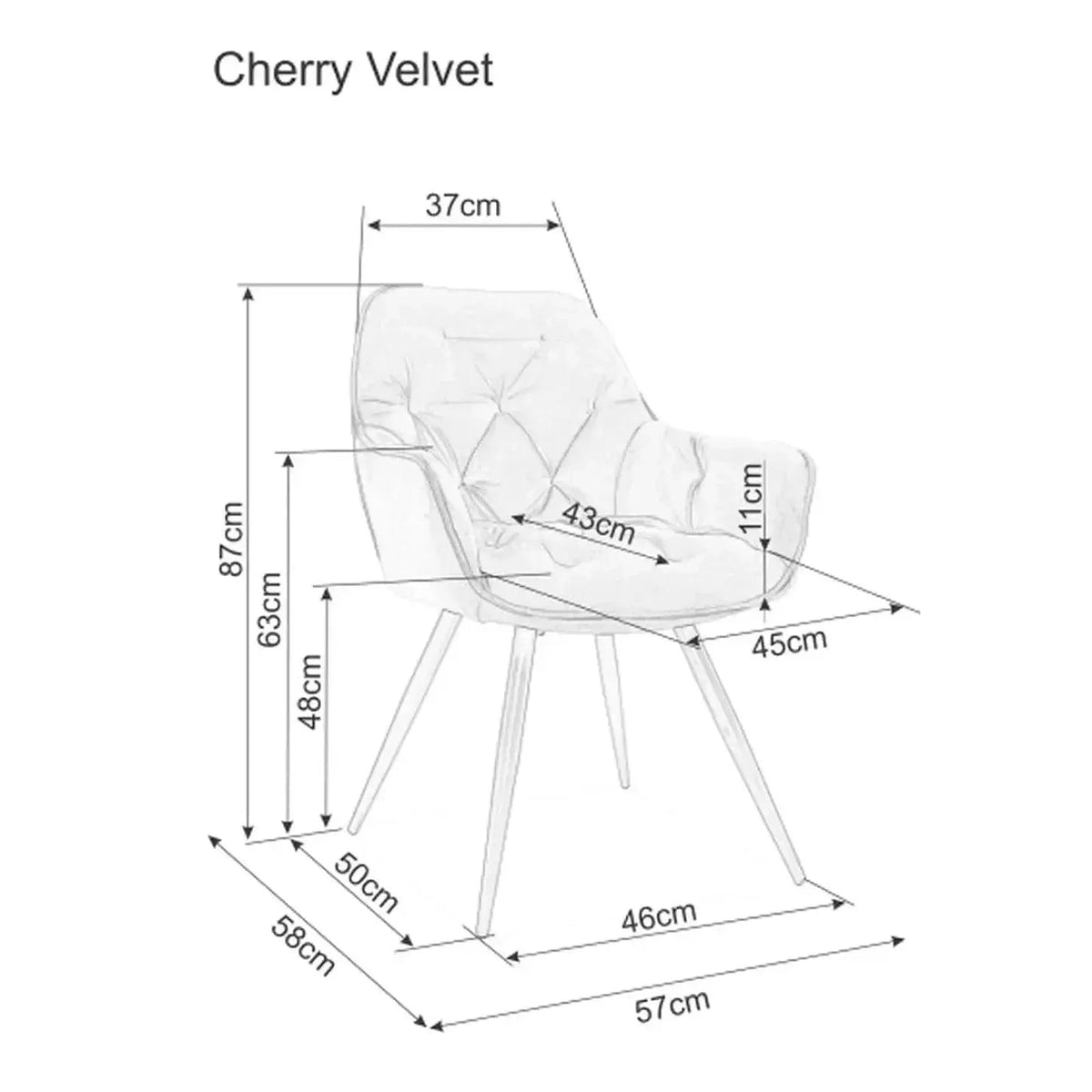Scaun CHERRY, cappuccino/negru, stofa catifelata/metal, 57x58x87 cm