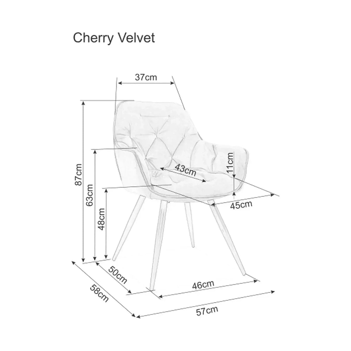 Scaun CHERRY, cappuccino/negru, stofa catifelata/metal, 57x58x87 cm