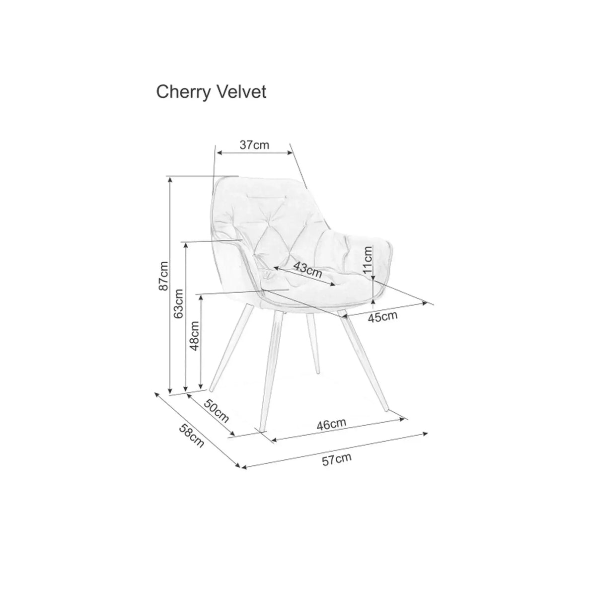 Scaun CHERRY, cappuccino/negru, stofa catifelata/metal, 57x58x87 cm
