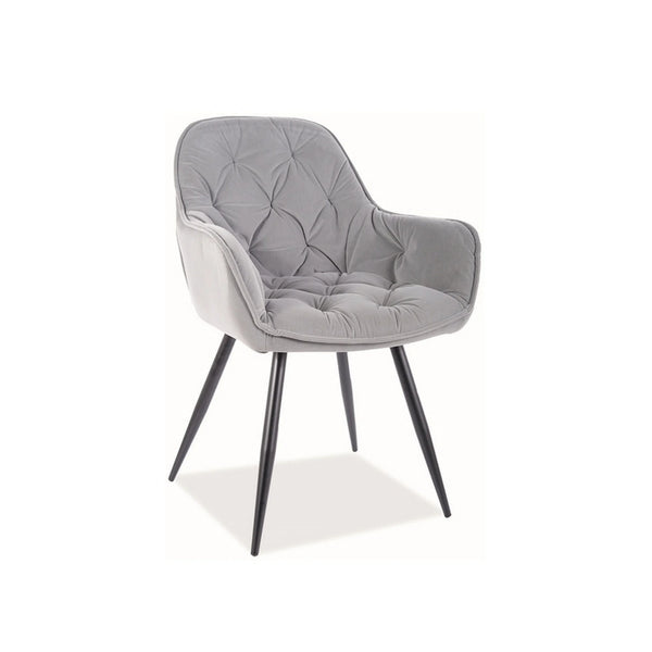 Scaun CHERRY, gri/negru, stofa catifelata mata/metal, 57x58x87 cm