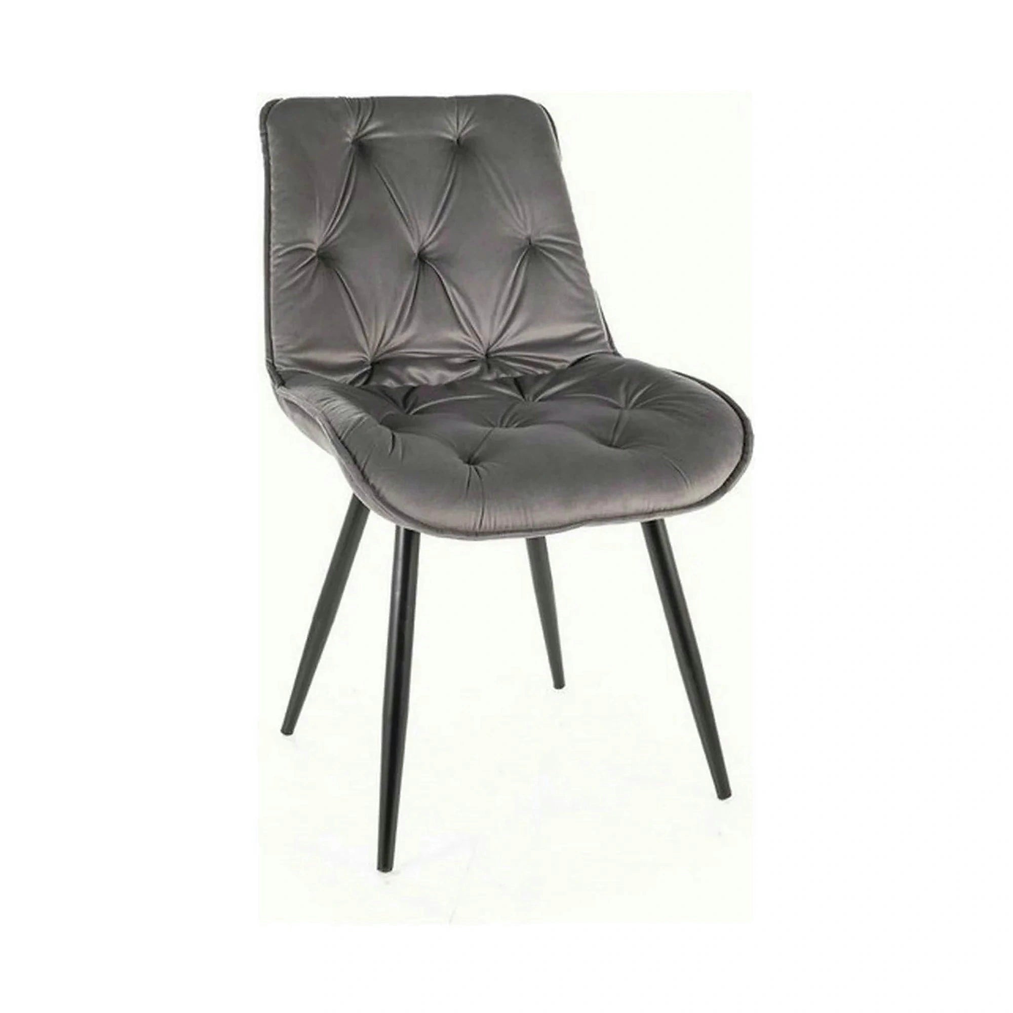 Scaun CHERRY II, gri/negru, stofa catifelata/metal, 53x43x88 cm