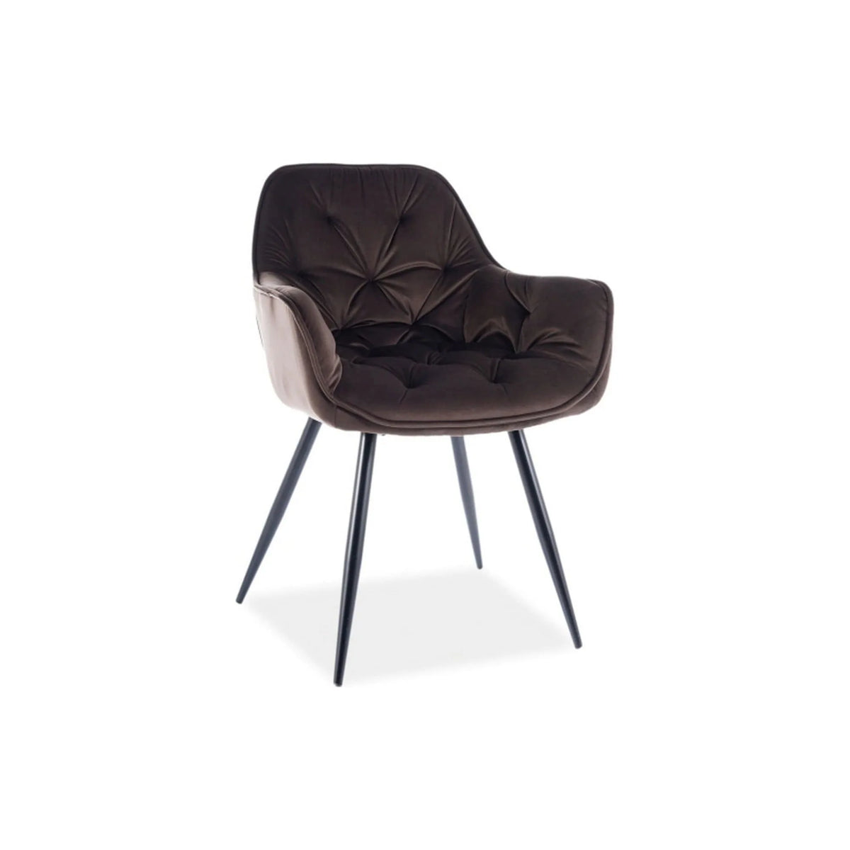 Scaun CHERRY, maro/negru, stofa catifelata/metal, 57x58x87 cm