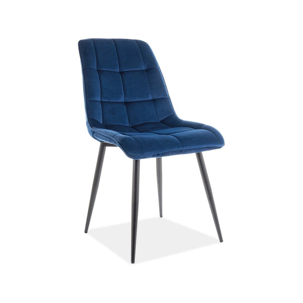 Scaun CHIC, albastru/negru, stofa catifelata/metal 50x43x88 cm