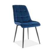 Scaun CHIC, albastru/negru, stofa catifelata/metal 50x58x88 cm