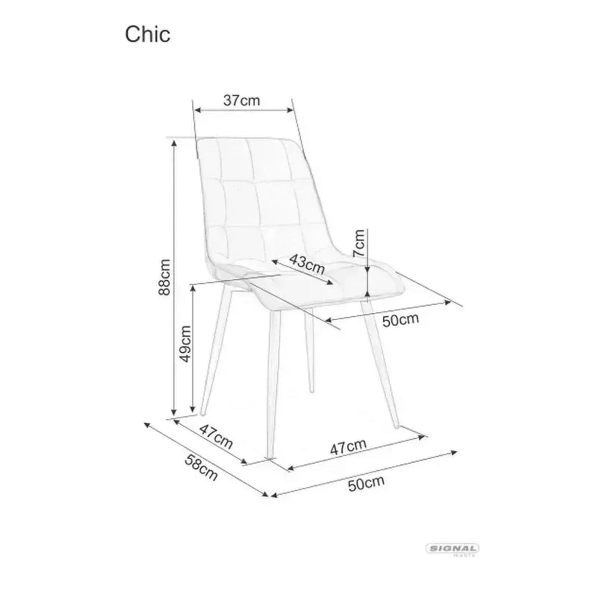 Scaun CHIC, bej - Brego 34, stofa clasica/metal, 50x58x88 cm