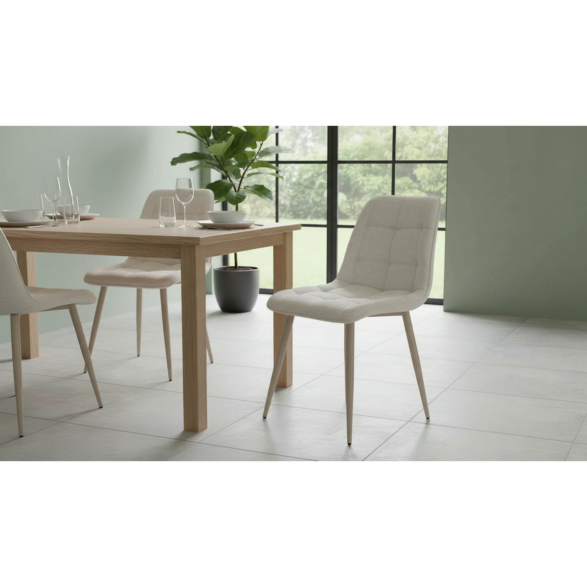 Scaun CHIC, bej deschis - Brego 22, stofa clasica/metal, 50x58x88 cm
