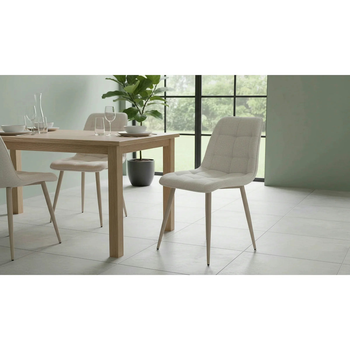 Scaun CHIC, bej deschis - Brego 22, stofa clasica/metal, 50x58x88 cm