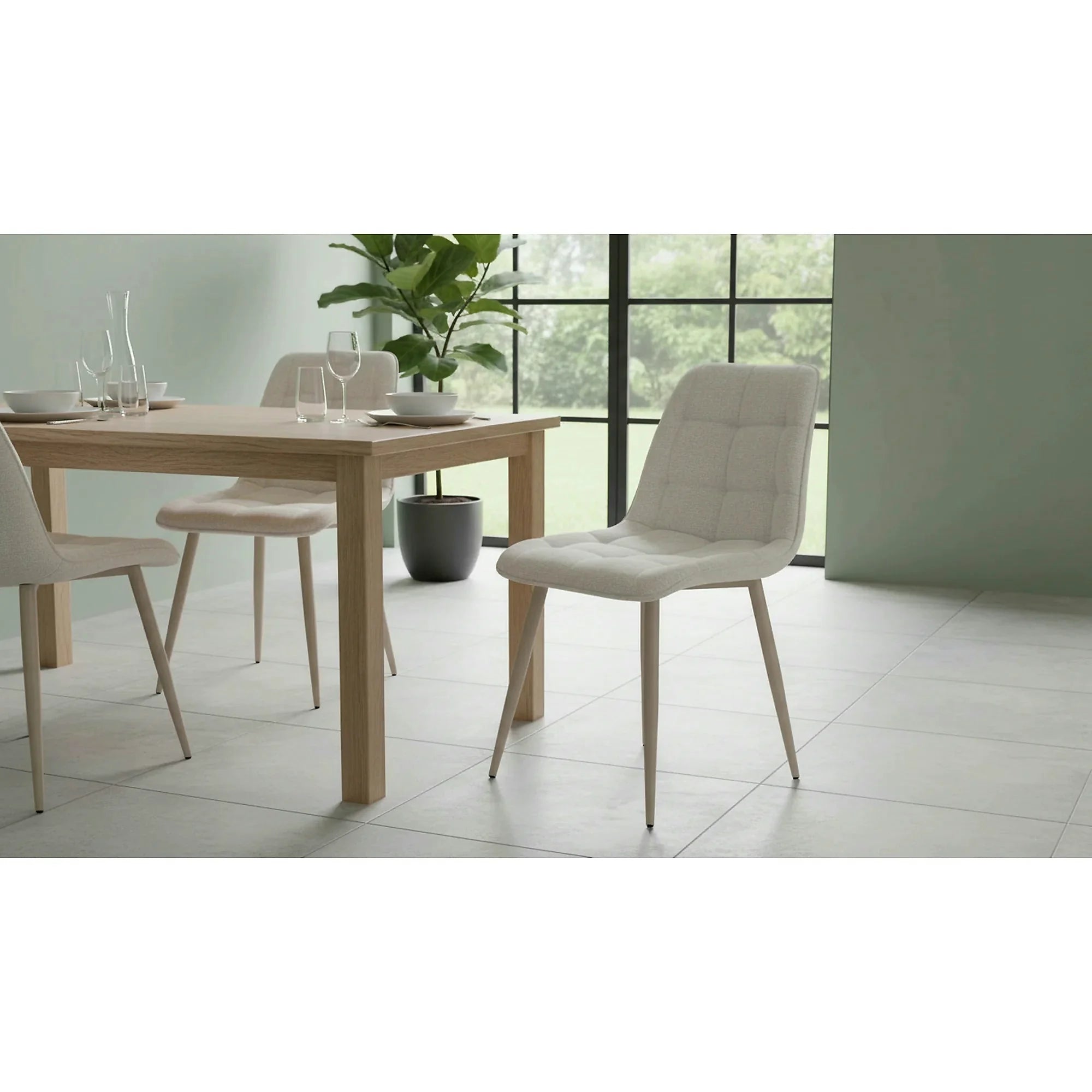 Scaun CHIC, bej deschis - Brego 22, stofa clasica/metal, 50x58x88 cm