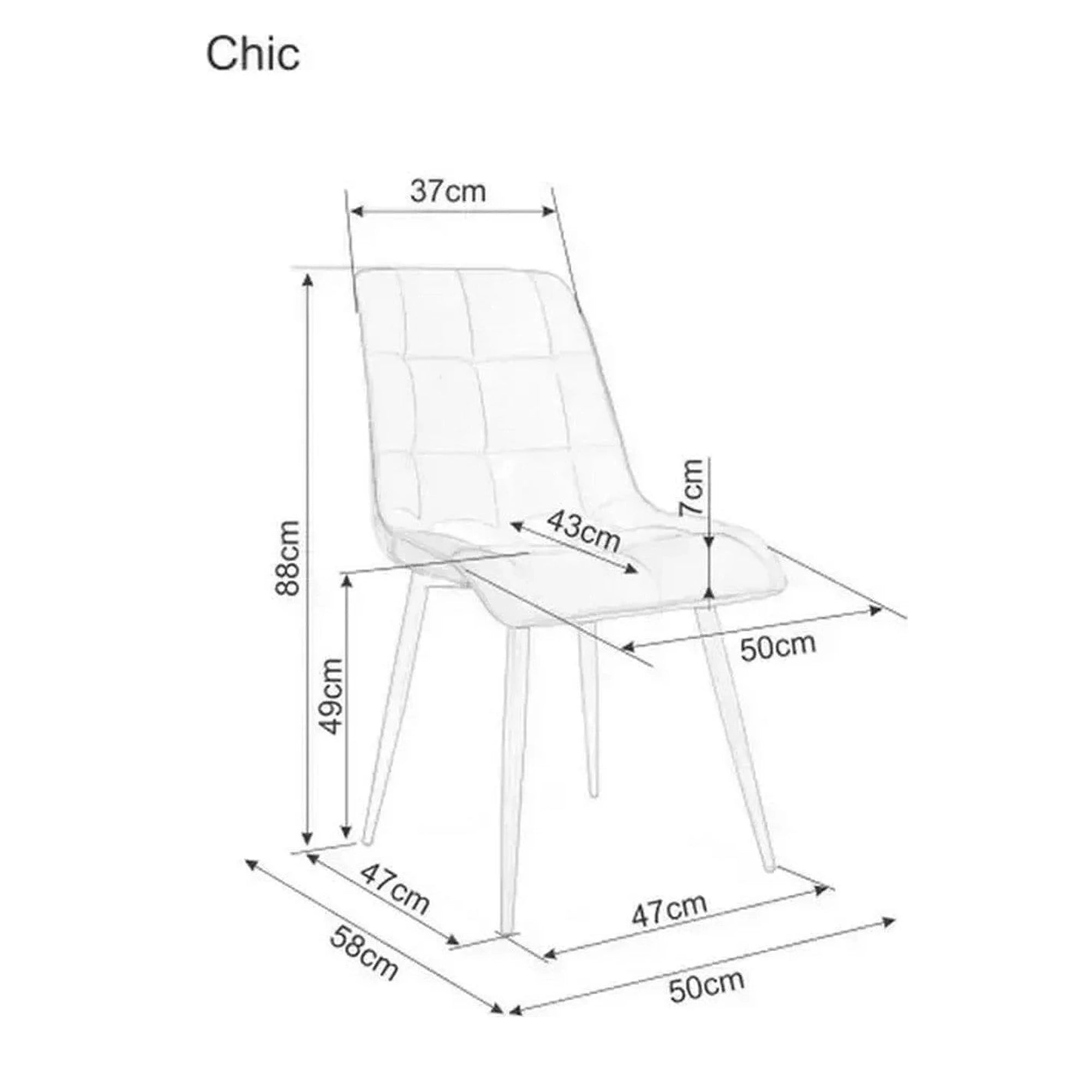 Scaun CHIC, cappuccino - Bluvel 38, stofa catifelata/metal, 50x58x88 cm