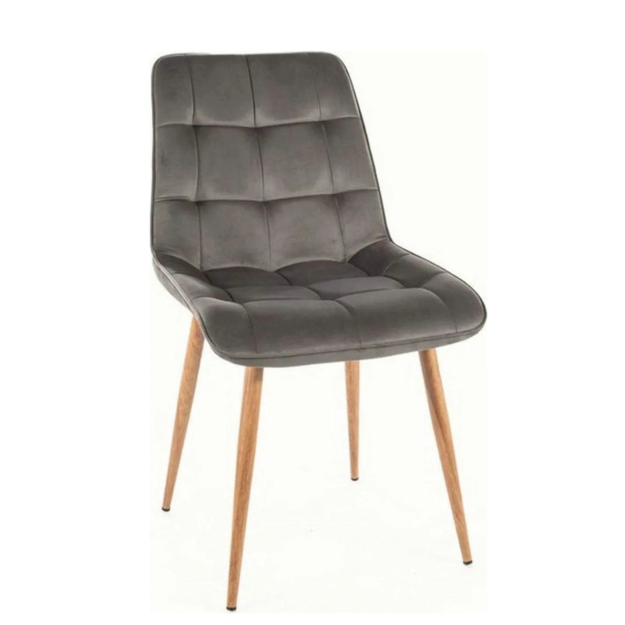 Scaun CHIC D, gri - Bluvel 14, stofa catifelata/metal, 50x43x88 cm