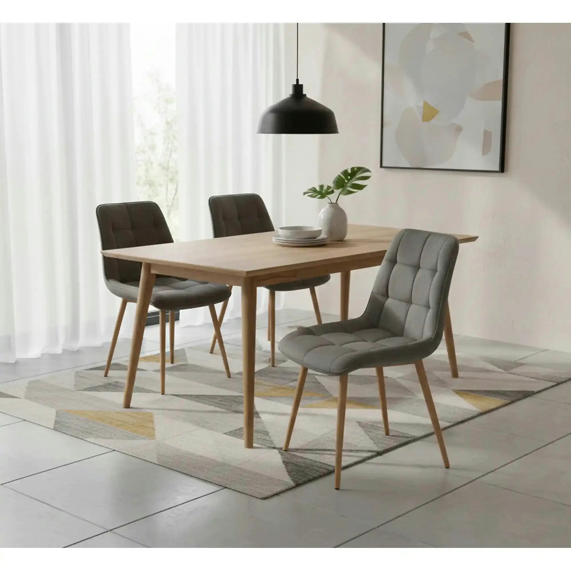 Scaun CHIC D, gri - Bluvel 14, stofa catifelata/metal, 50x58x88 cm