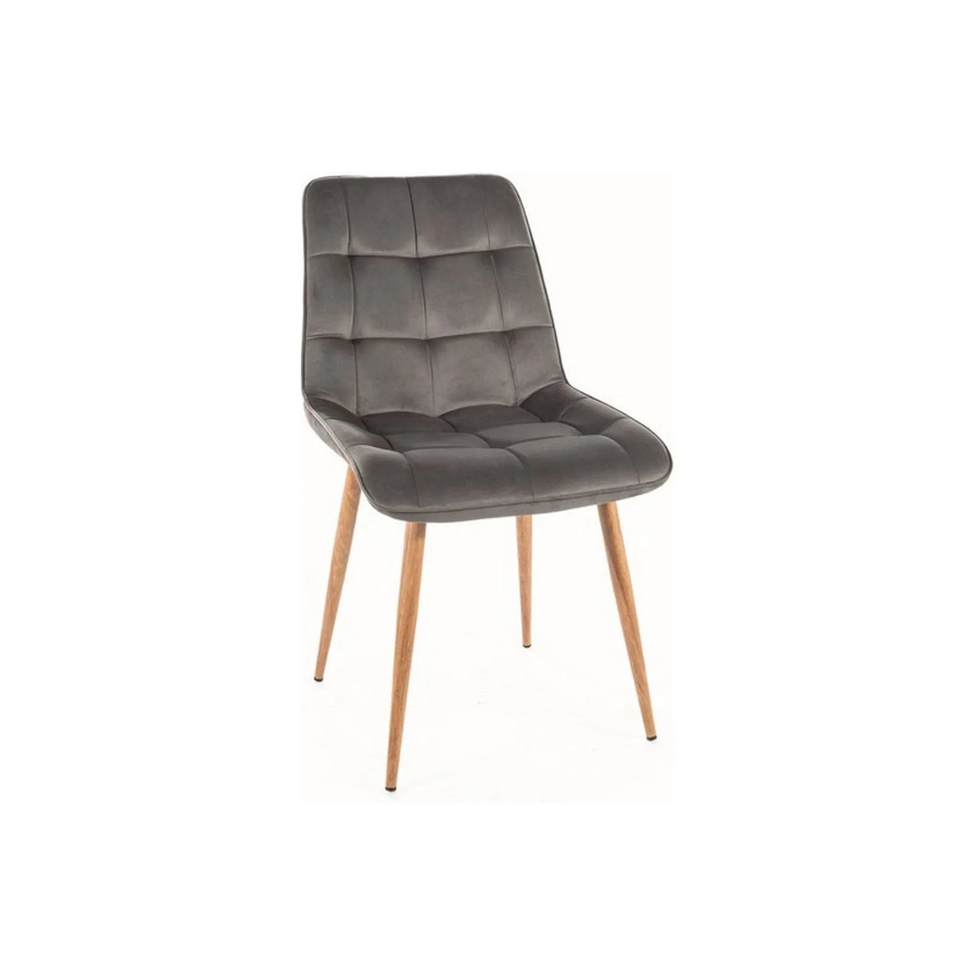 Scaun CHIC D, gri - Bluvel 14, stofa catifelata/metal, 50x43x88 cm