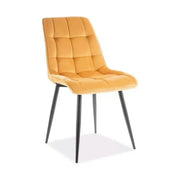 Scaun CHIC, galben curry/negru stofa catifelata/metal, 50x58x88 cm