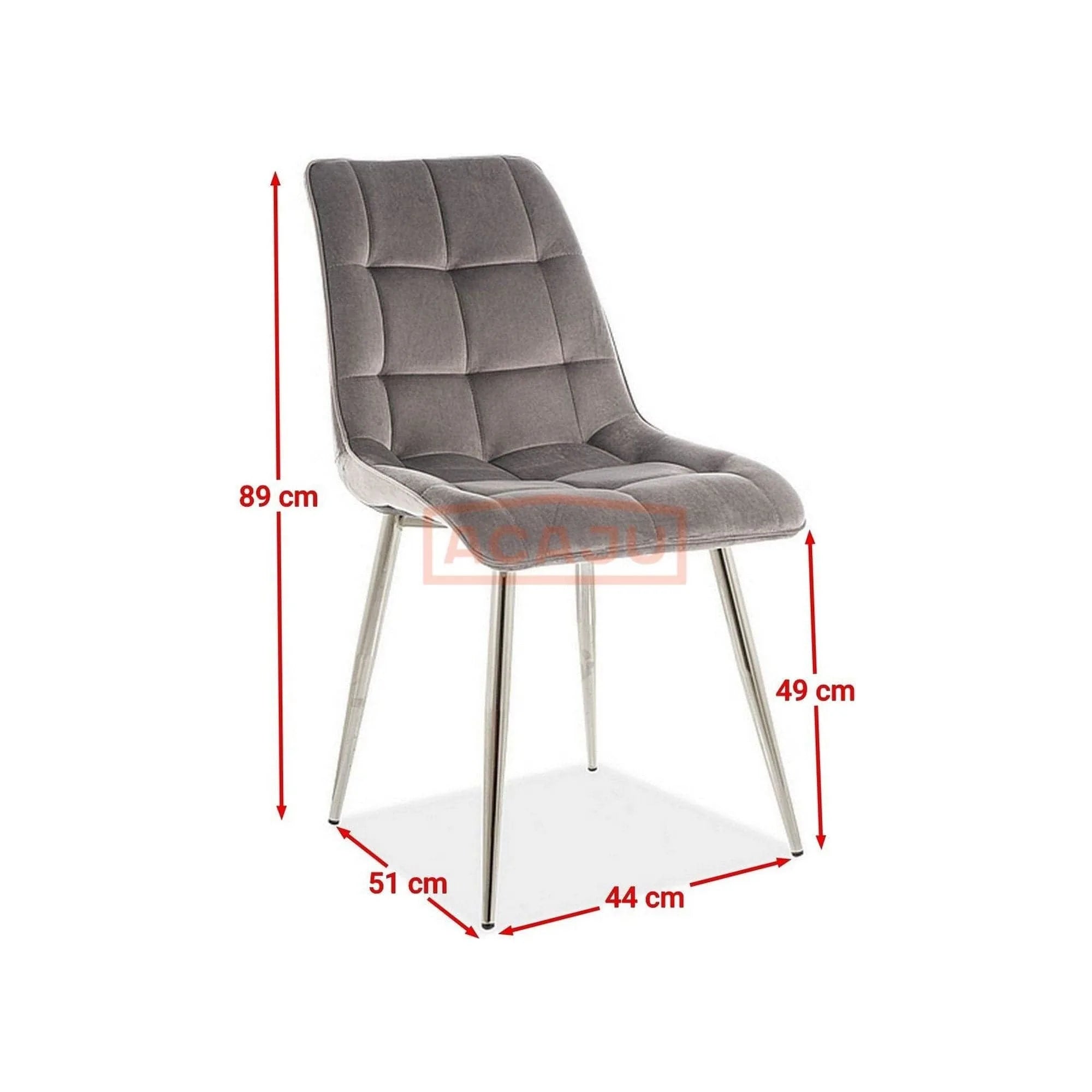 Scaun CHIC, gri/crom, stofa catifelata/metal, 50x43x88 cm