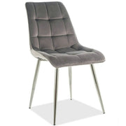 Scaun CHIC, gri/crom, stofa catifelata/metal, 50x58x88 cm
