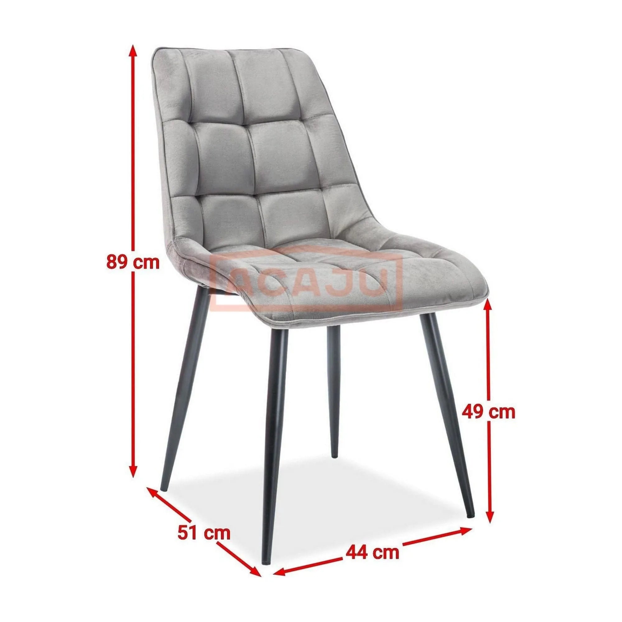 Scaun CHIC, stofa catifelata gri - Bluvel 14, 50x43x88 cm