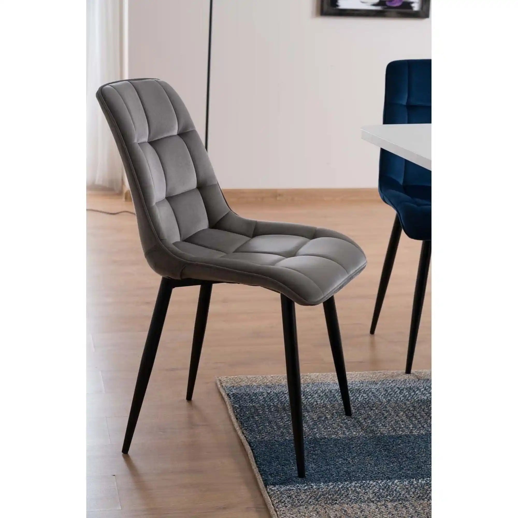 Scaun CHIC, stofa catifelata gri - Bluvel 14, 50x43x88 cm