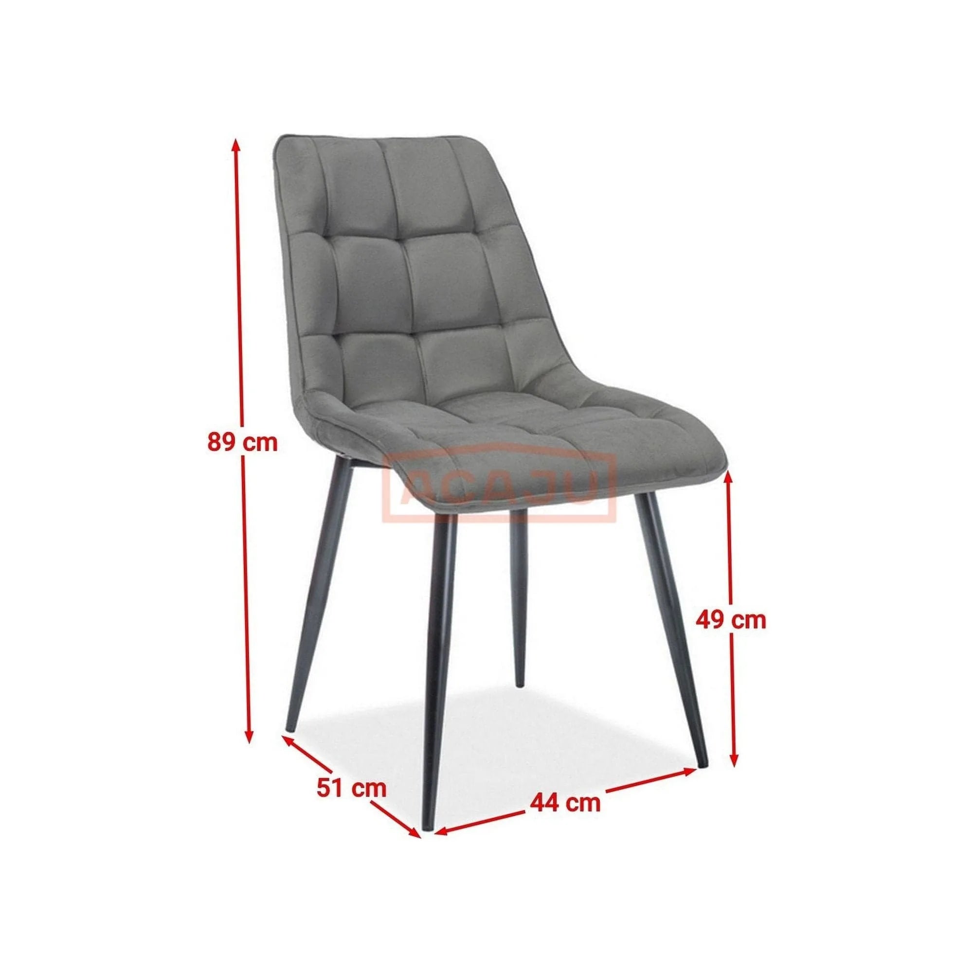 Scaun CHIC, stofa catifelata gri - Matt 85, 50x43x88 cm