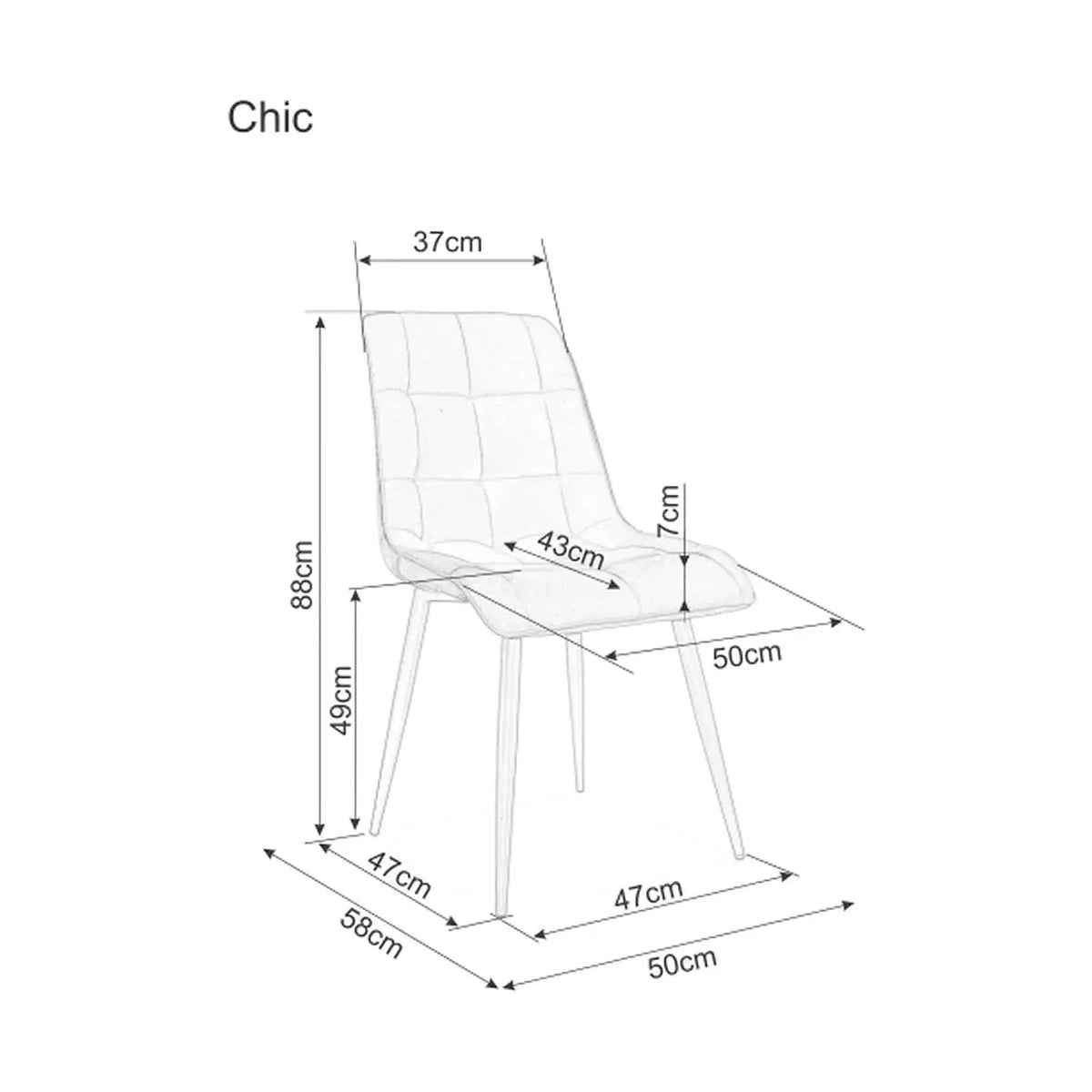 Scaun CHIC, stofa catifelata negru - Matt 99, 50x58x88 cm