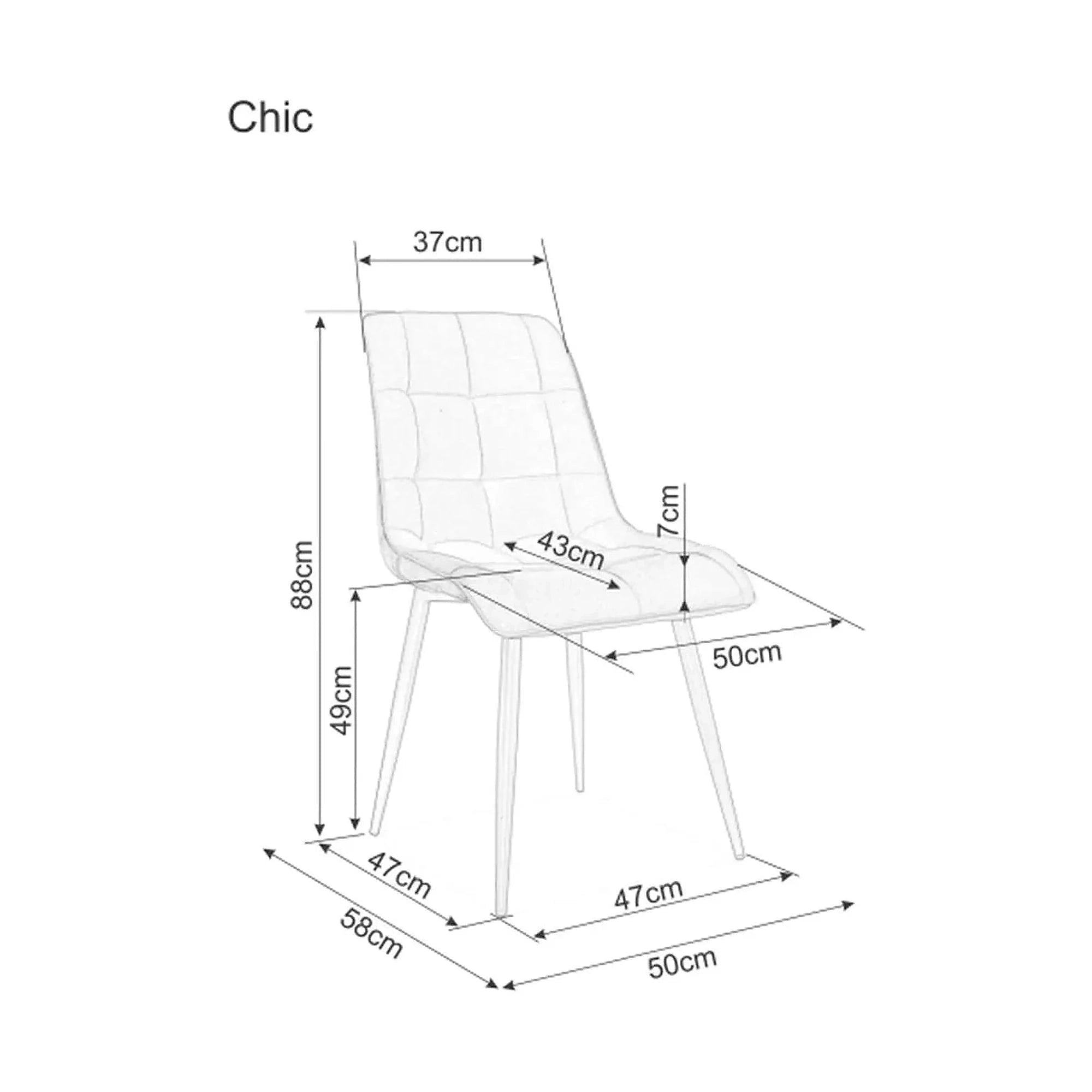Scaun CHIC, stofa catifelata negru - Matt 99, 50x58x88 cm