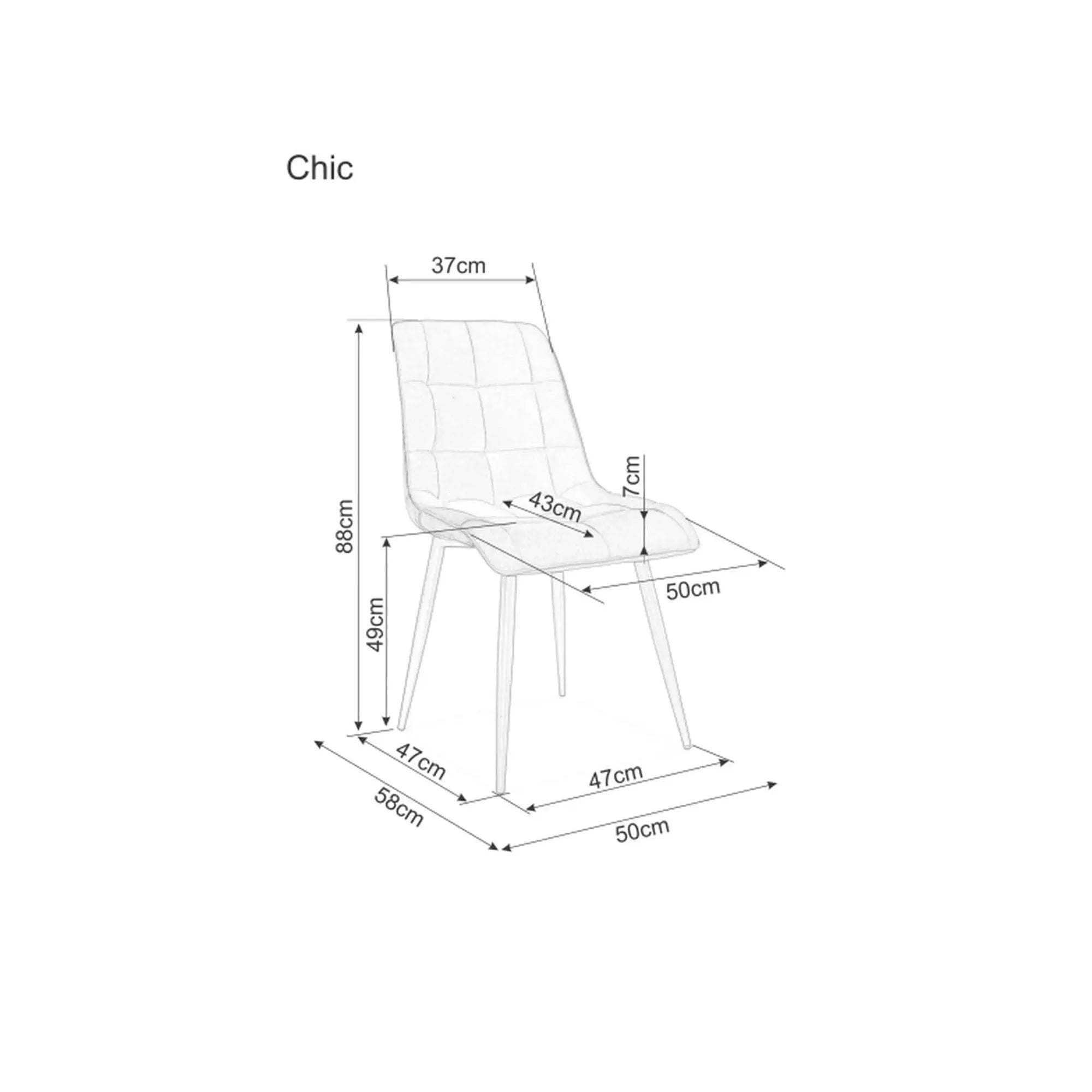 Scaun CHIC, stofa catifelata negru - Matt 99, 50x58x88 cm