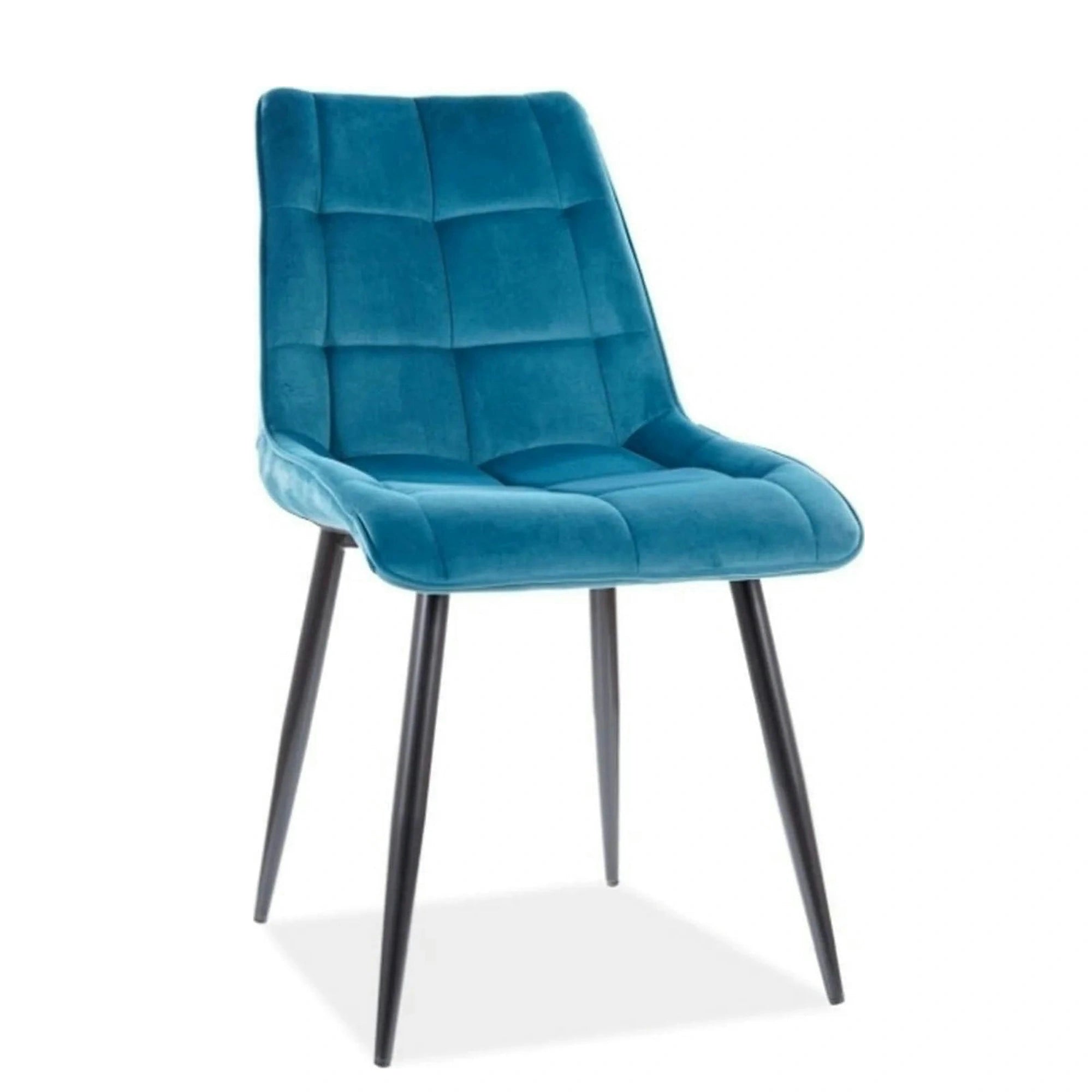 Scaun CHIC, turcoaz/negru, stofa catifelata/metal, 50x43x88 cm