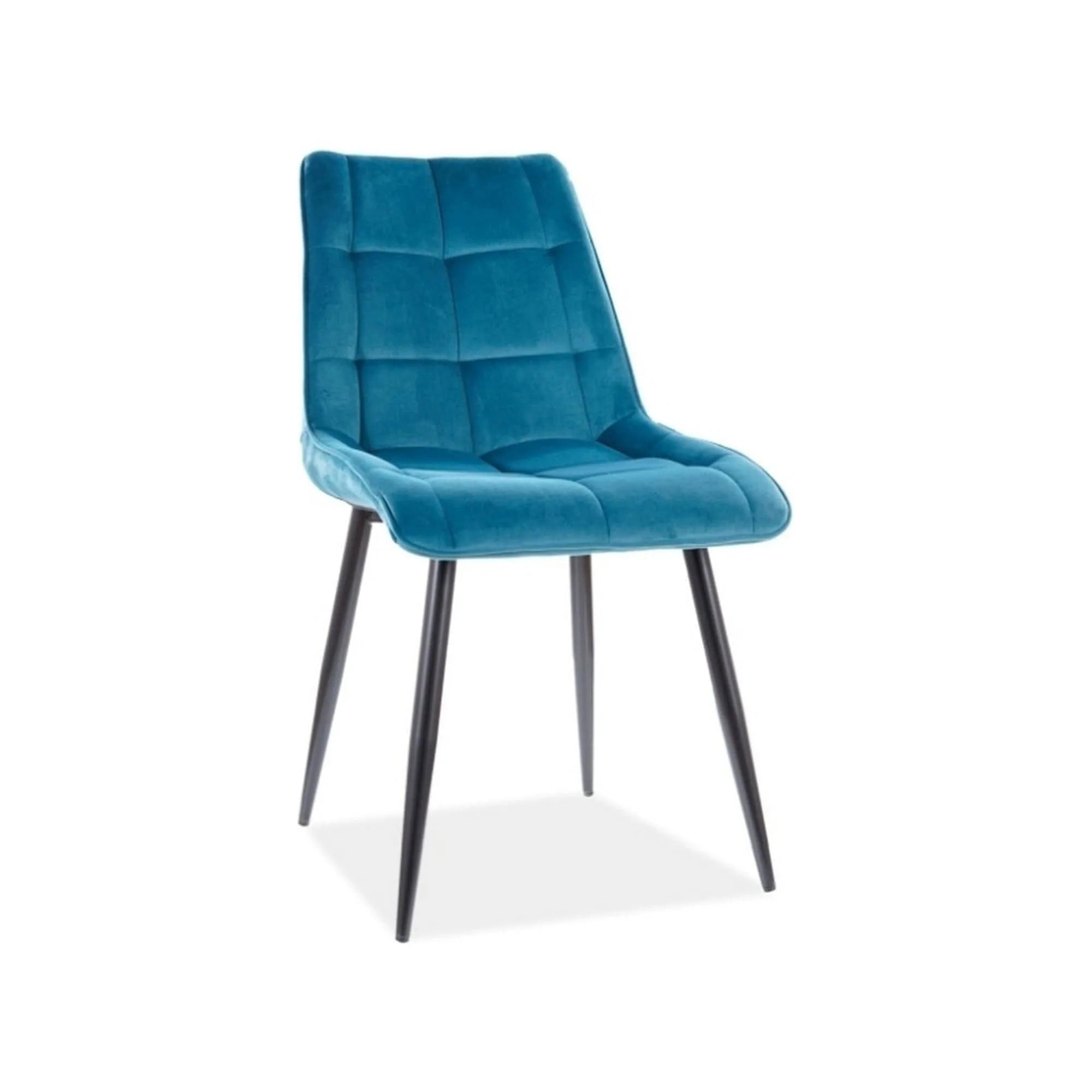 Scaun CHIC, turcoaz/negru, stofa catifelata/metal, 50x43x88 cm