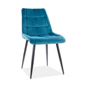 Scaun CHIC, turcoaz/negru, stofa catifelata/metal, 50x58x88 cm