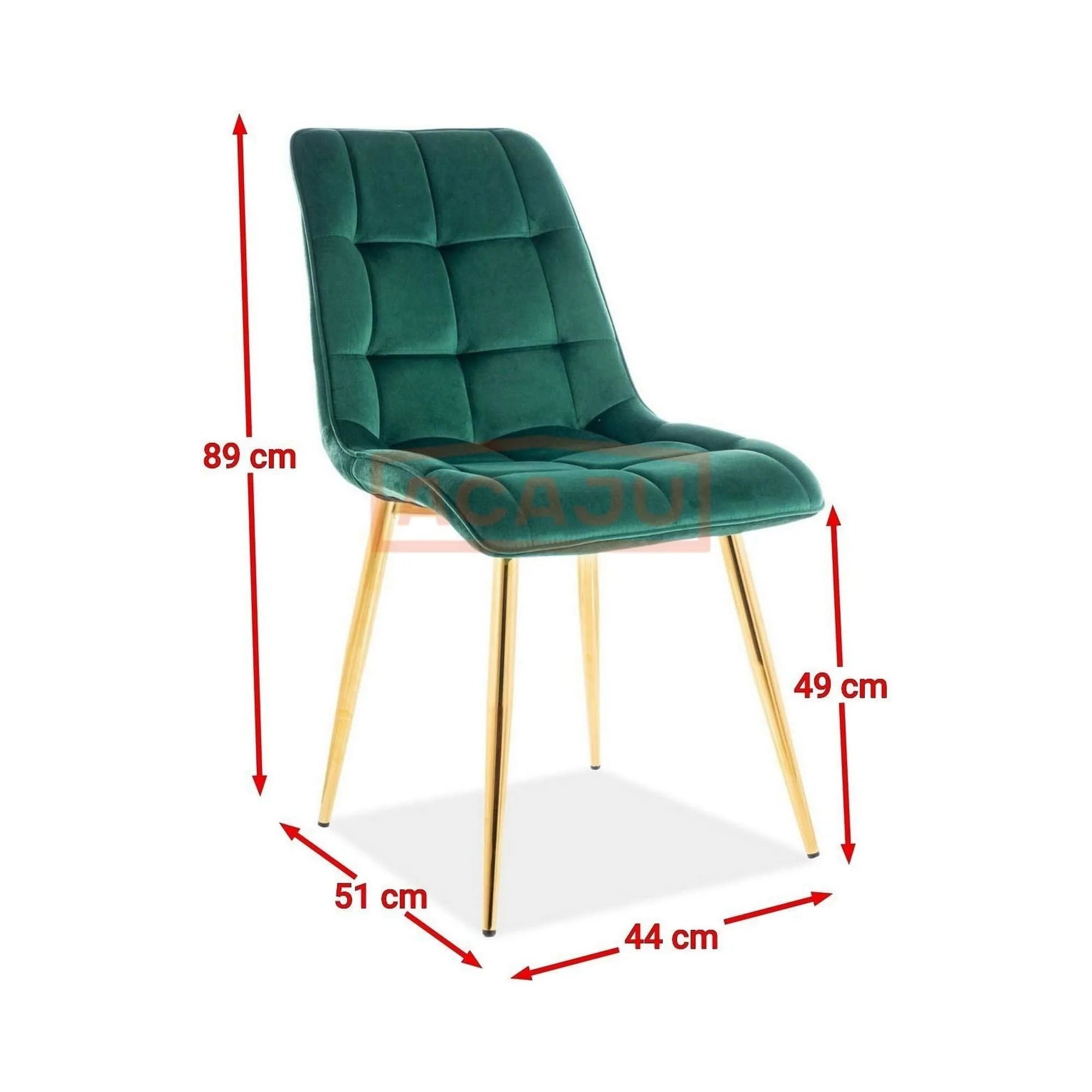 Scaun CHIC, verde/auriu, stofa catifelata/metal, 50x43x88 cm