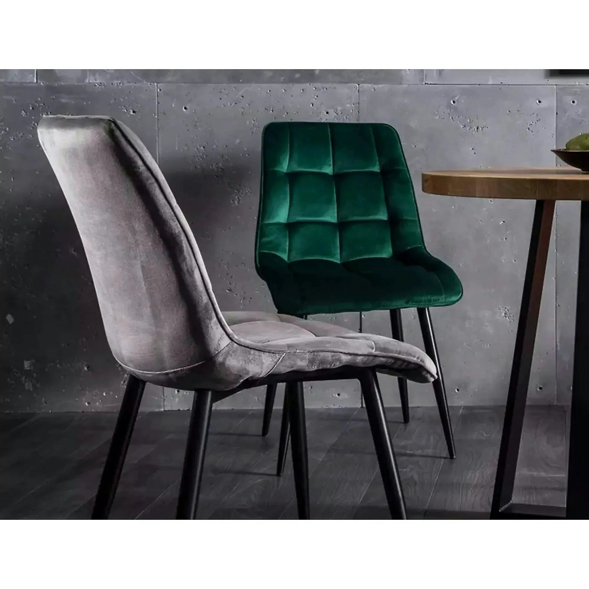 Scaun CHIC, verde/negru, stofa catifelata/metal, 50x58x88 cm
