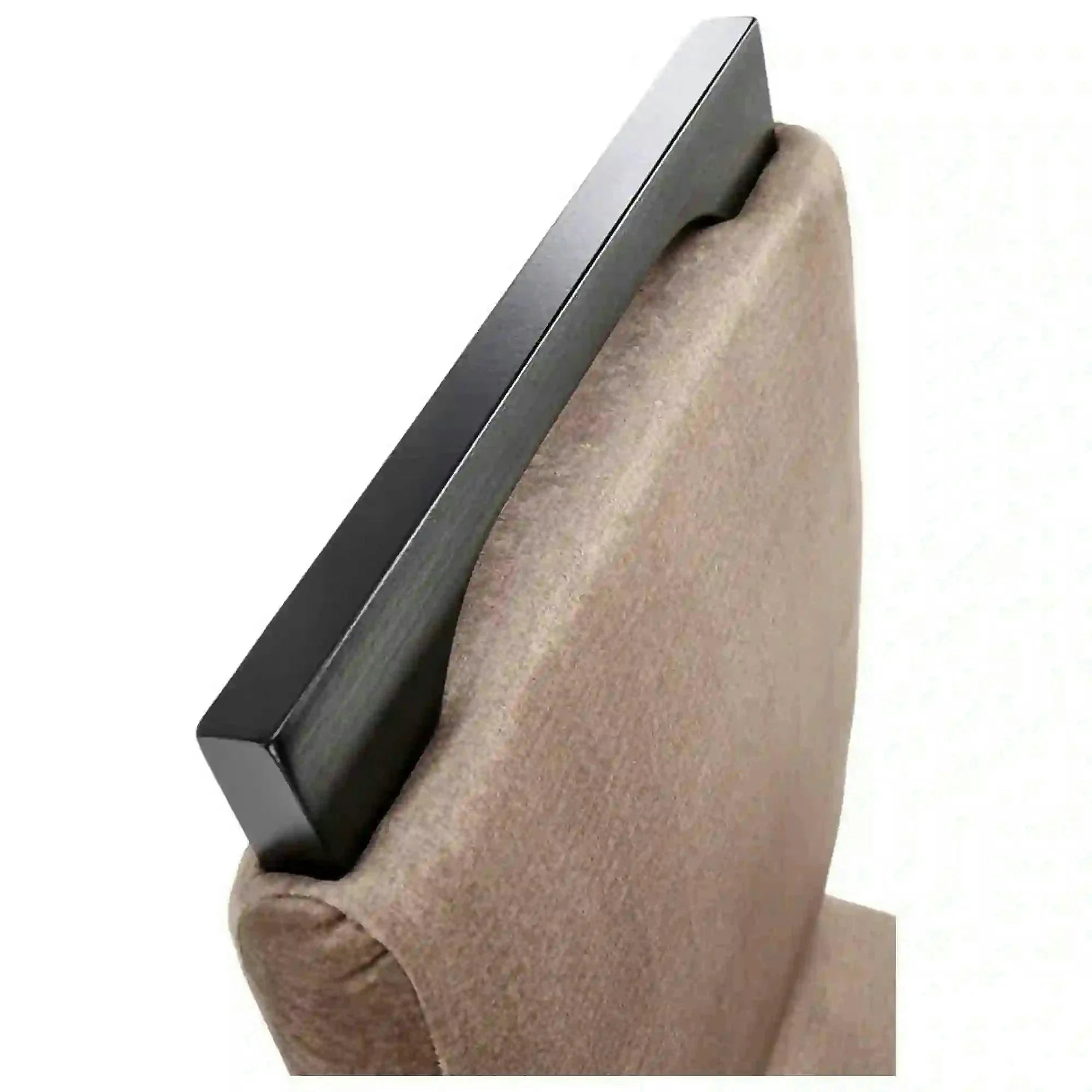 Scaun CLARION 2, bej/negru, stofa catifelata/lemn, 42x58x97 cm