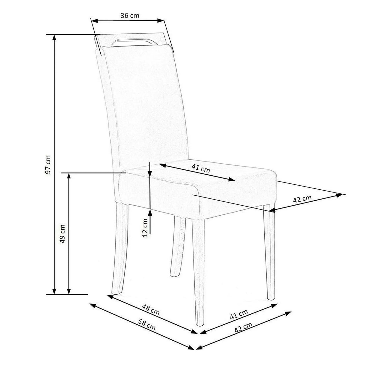 Scaun CLARION 2, bej/negru, stofa catifelata/lemn, 42x58x97 cm