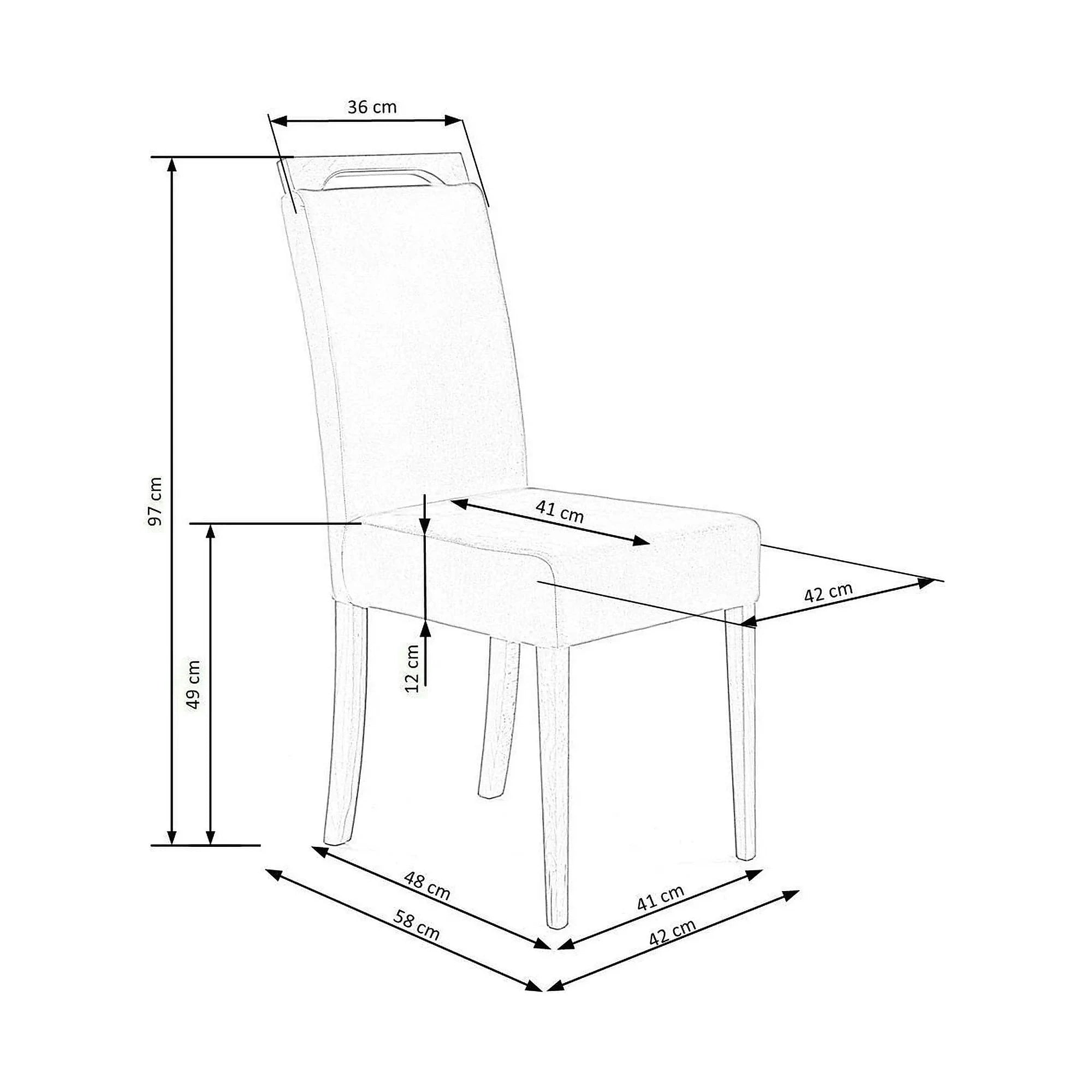Scaun CLARION 2, bej/negru, stofa catifelata/lemn, 42x58x97 cm