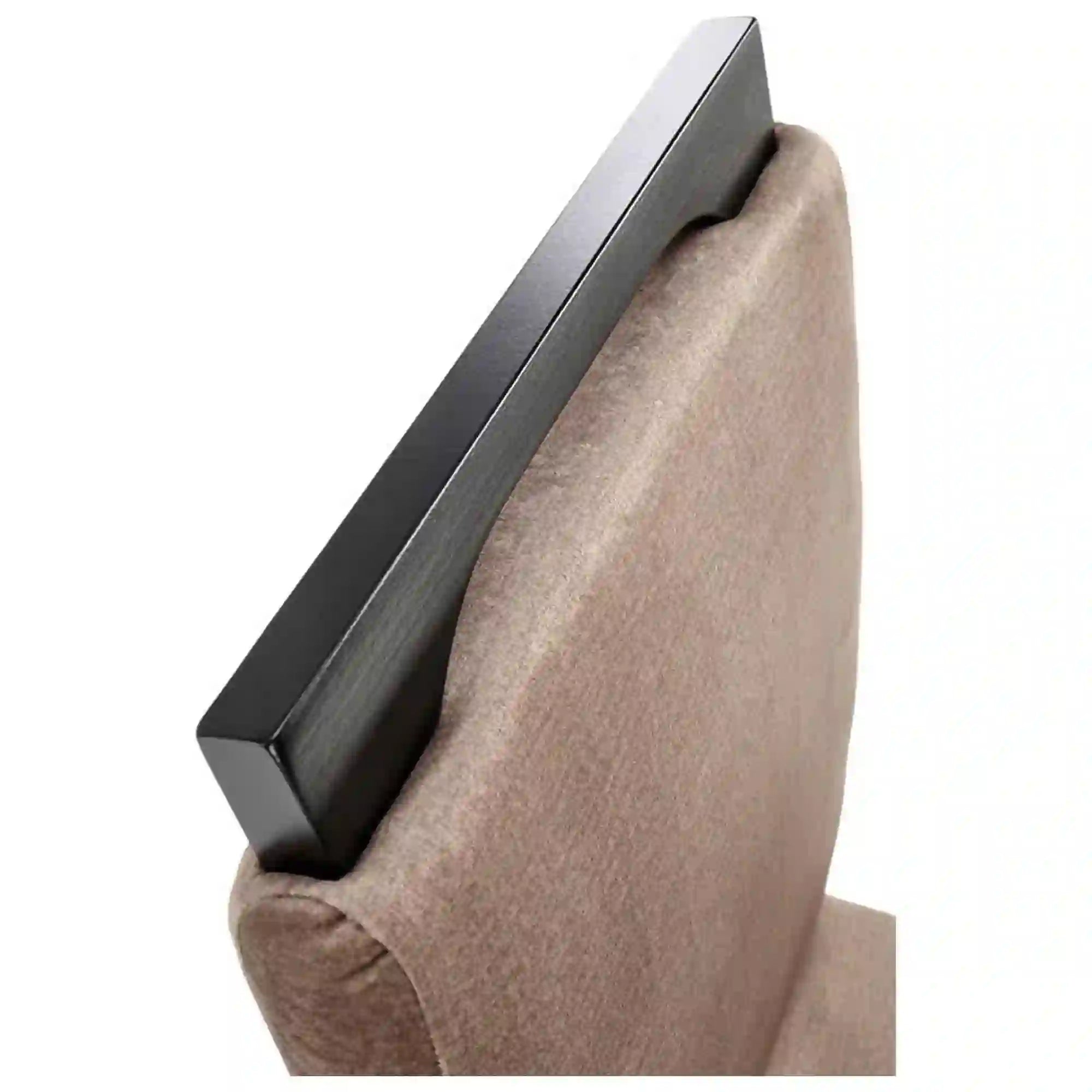 Scaun CLARION 2, bej/negru, stofa catifelata/lemn, 42x58x97 cm