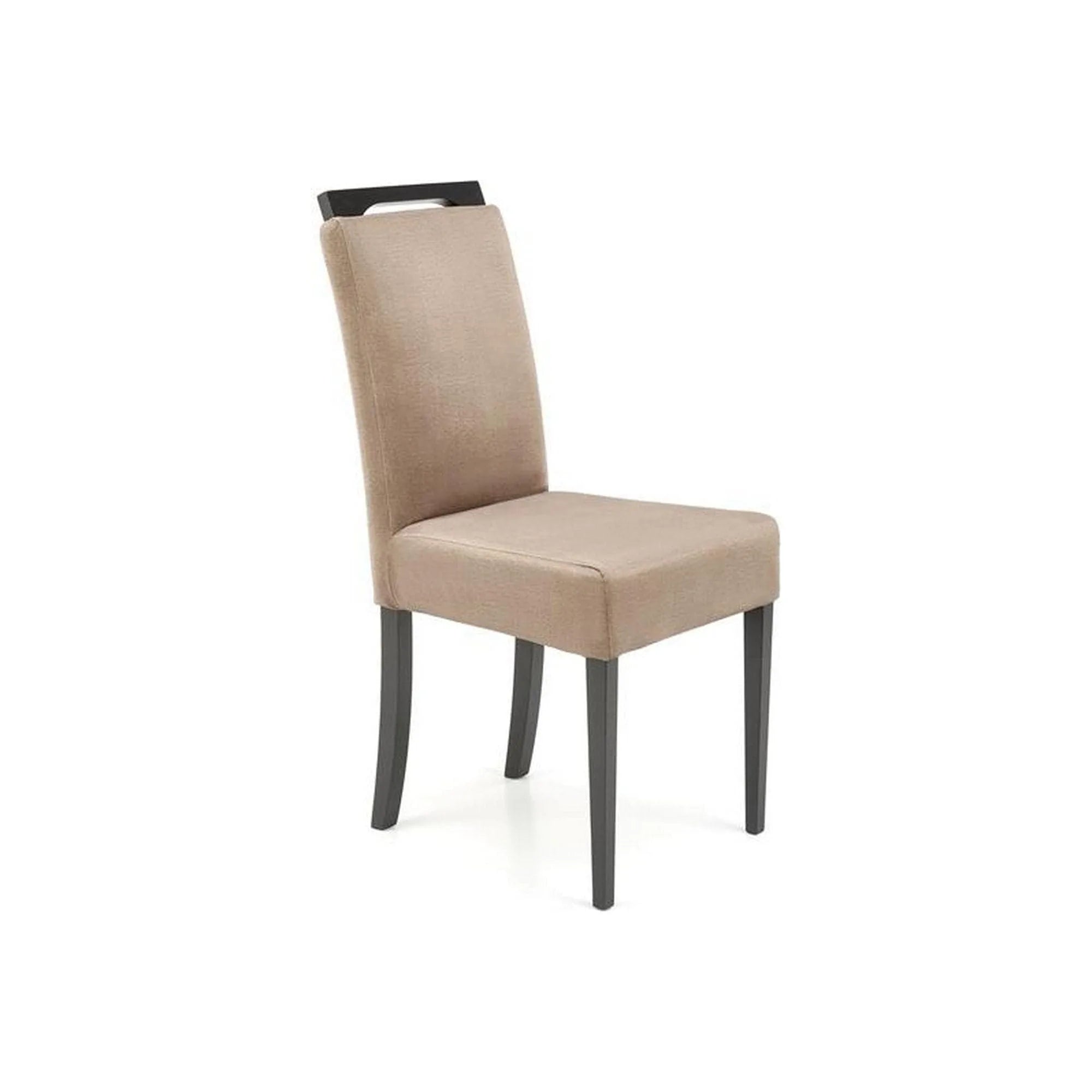 Scaun CLARION 2, bej/negru, stofa catifelata/lemn, 42x58x97 cm