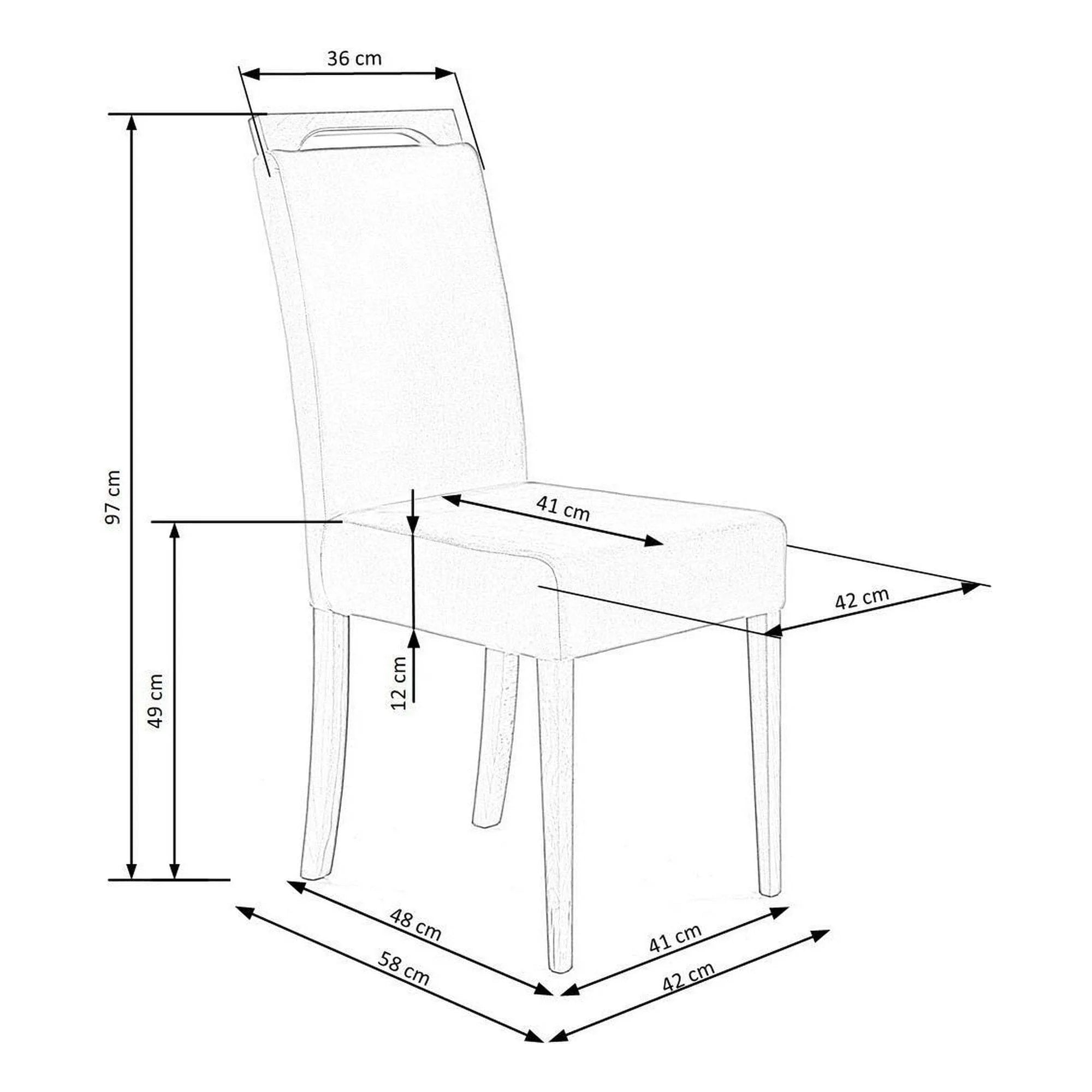 Scaun CLARION 2, bej/negru, stofa catifelata/lemn, 42x58x97 cm