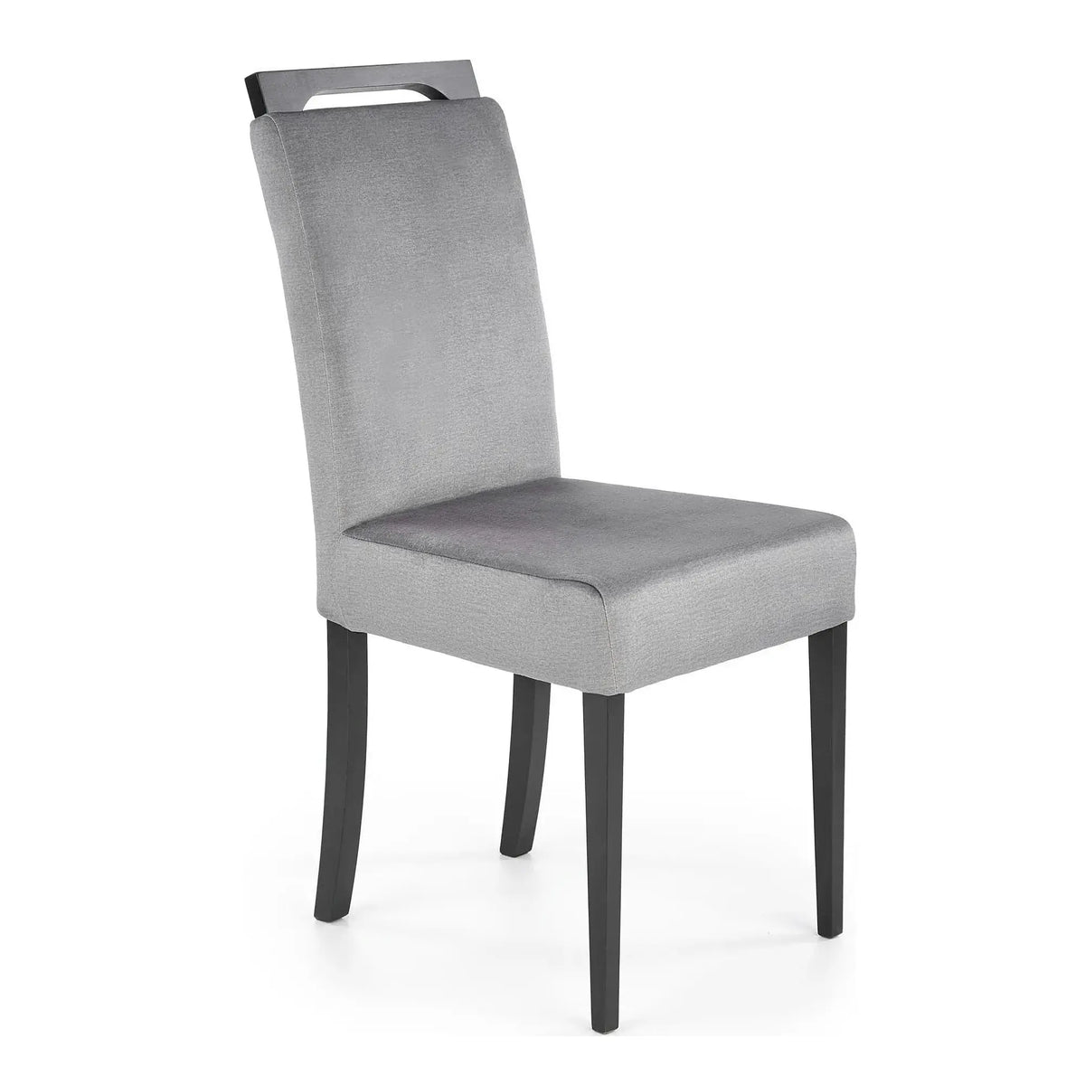 Scaun CLARION 2, gri/negru, stofa catifelata/lemn, 42x58x97 cm