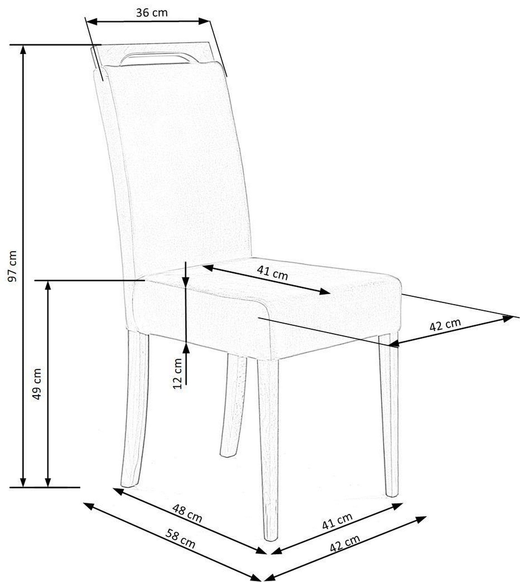 Scaun CLARION 2, gri/negru, stofa catifelata/lemn, 42x58x97 cm