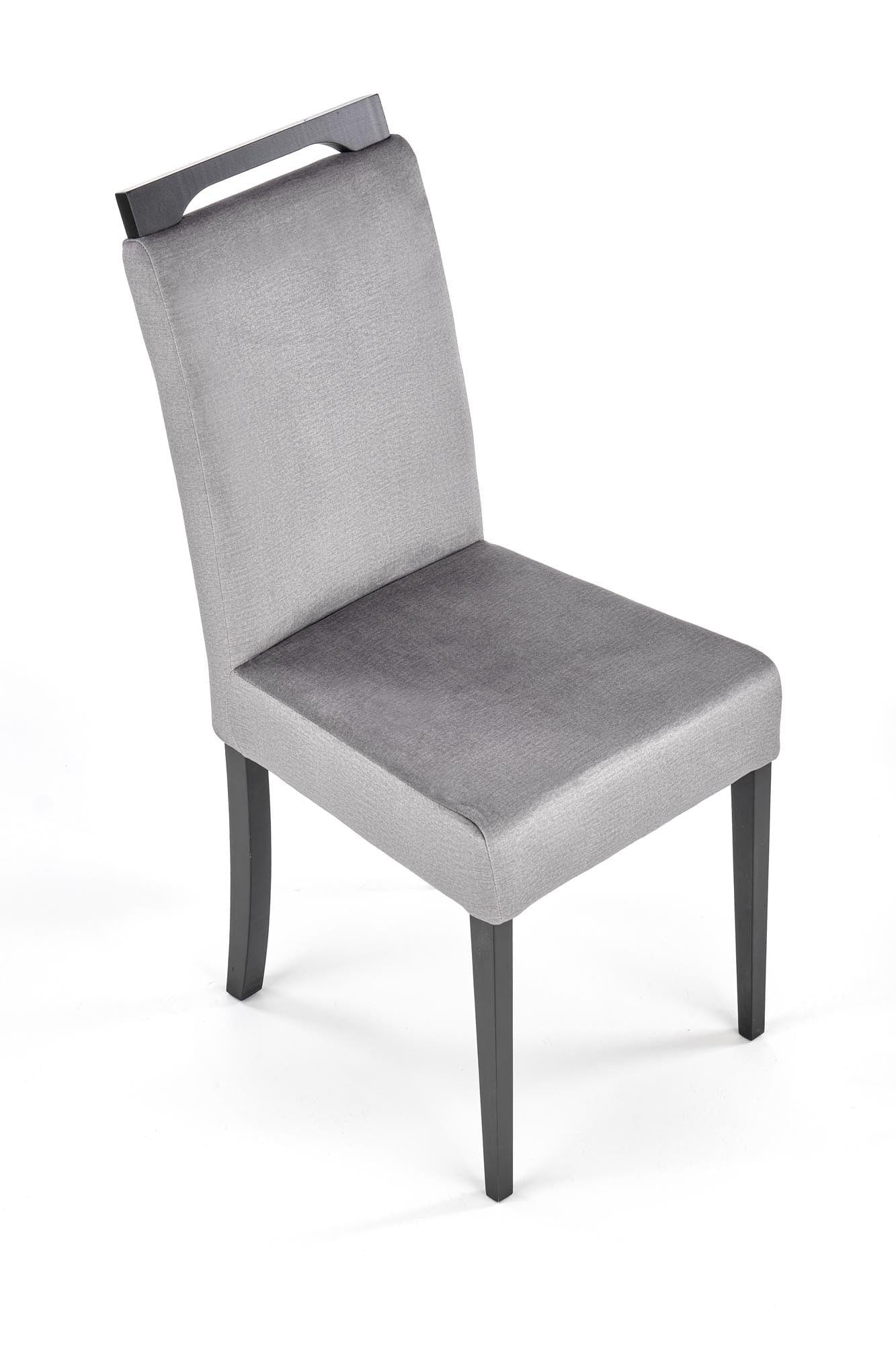 Scaun CLARION 2, gri/negru, stofa catifelata/lemn, 42x58x97 cm