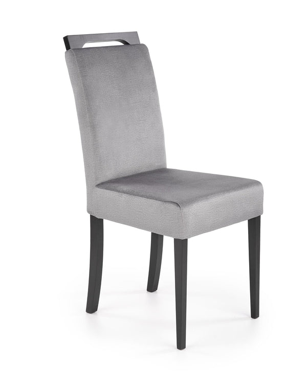 Scaun CLARION 2, gri/negru, stofa catifelata/lemn, 42x58x97 cm