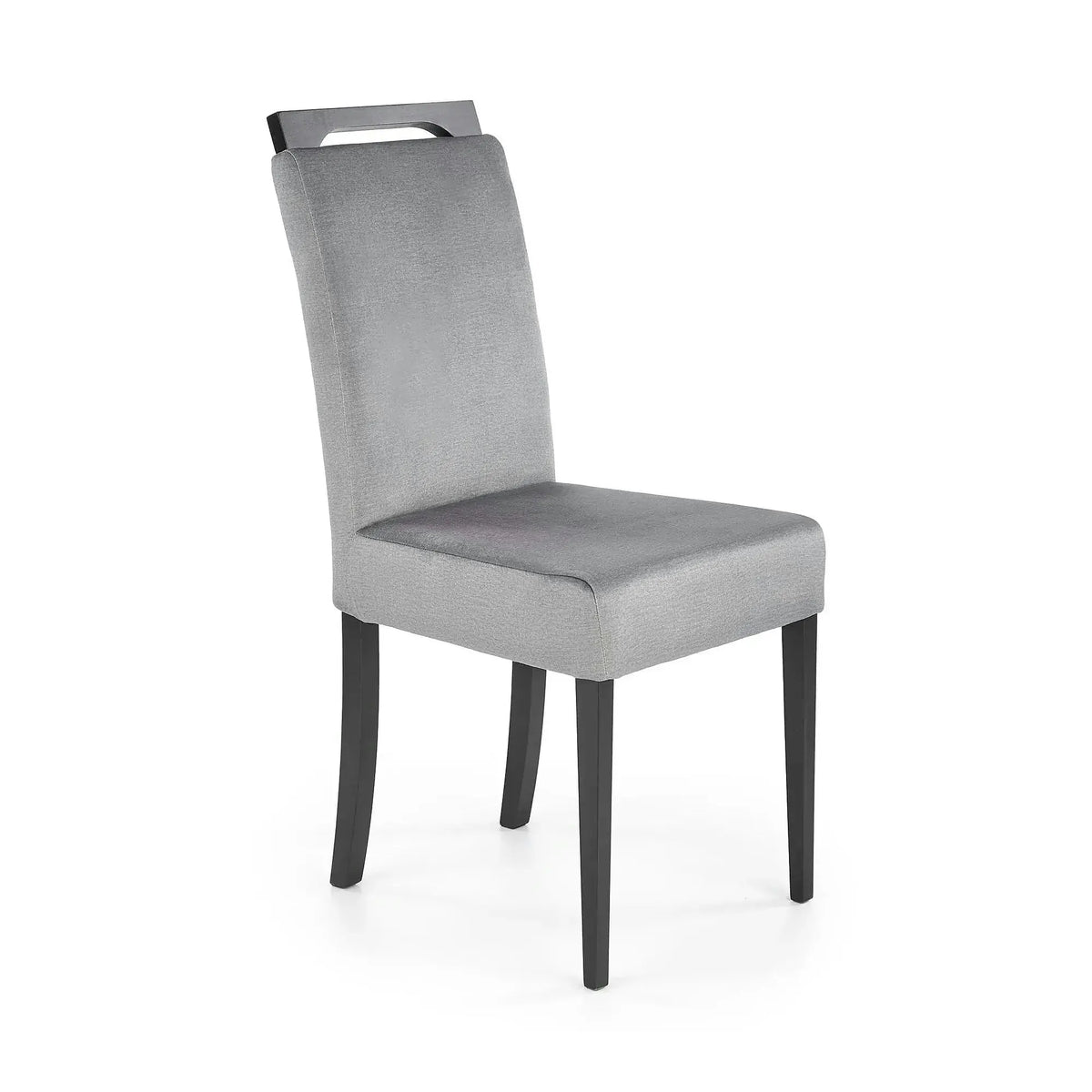 Scaun CLARION 2, gri/negru, stofa catifelata/lemn, 42x58x97 cm