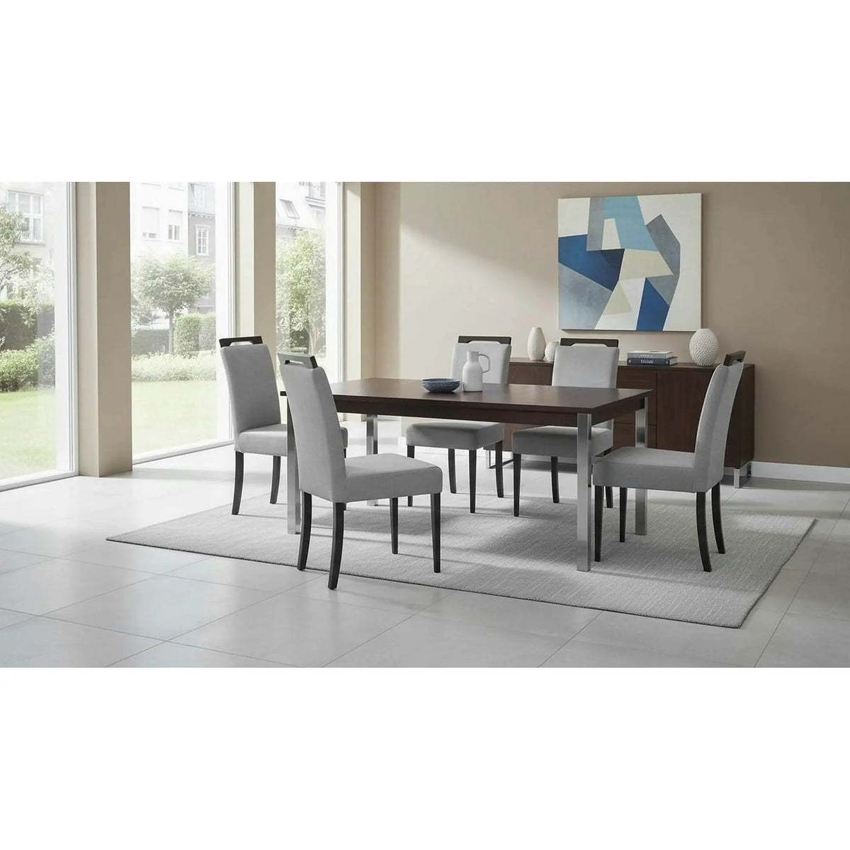 Scaun CLARION 2, gri/negru, stofa catifelata/lemn, 42x58x97 cm