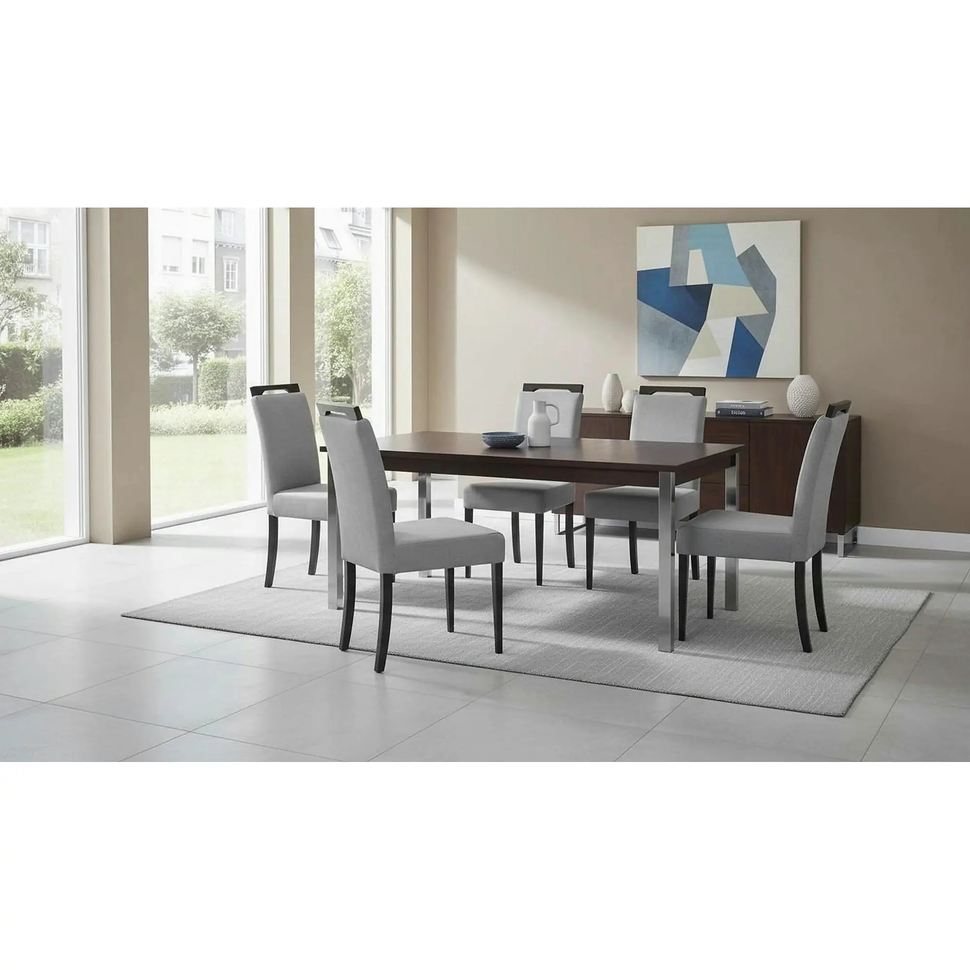 Scaun CLARION 2, gri/negru, stofa catifelata/lemn, 42x58x97 cm