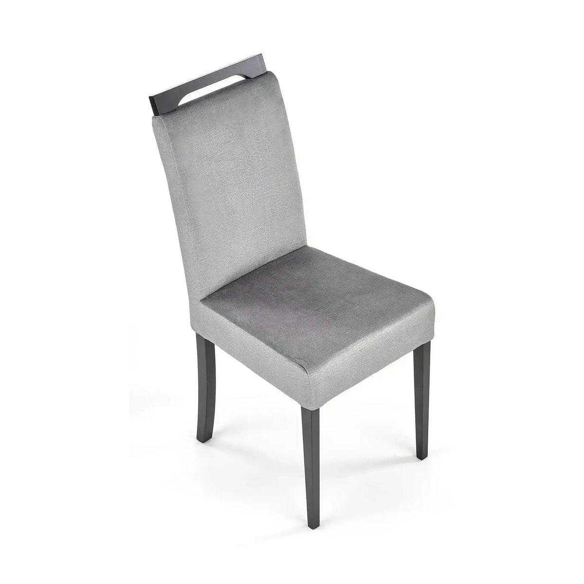 Scaun CLARION 2, gri/negru, stofa catifelata/lemn, 42x58x97 cm