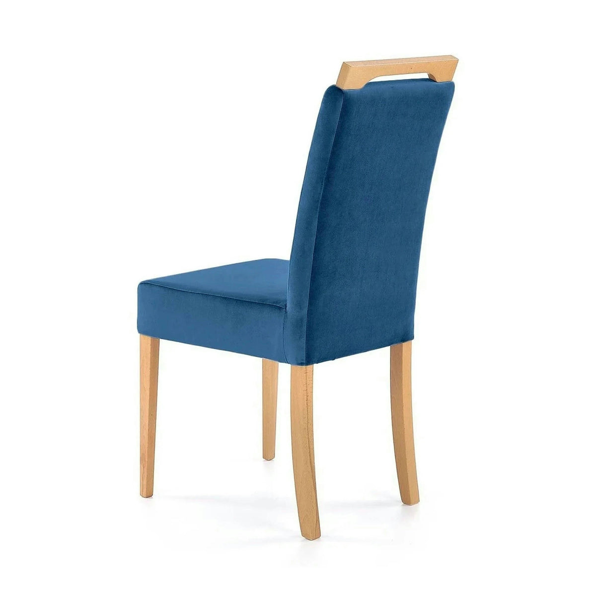 Scaun CLARION, albastru/stejar, stofa catifelata/lemn, 42x58x97 cm
