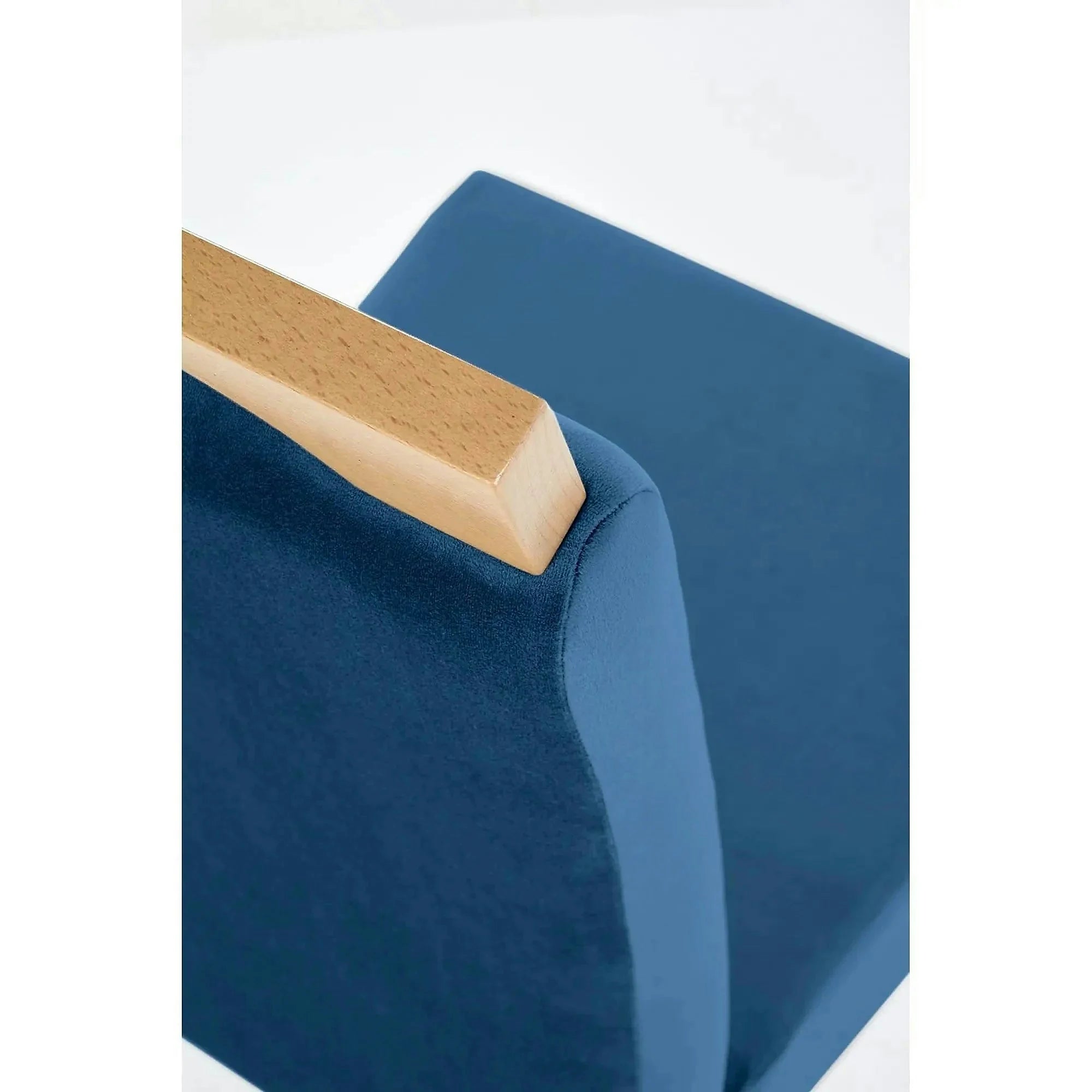 Scaun CLARION, albastru/stejar, stofa catifelata/lemn, 42x58x97 cm