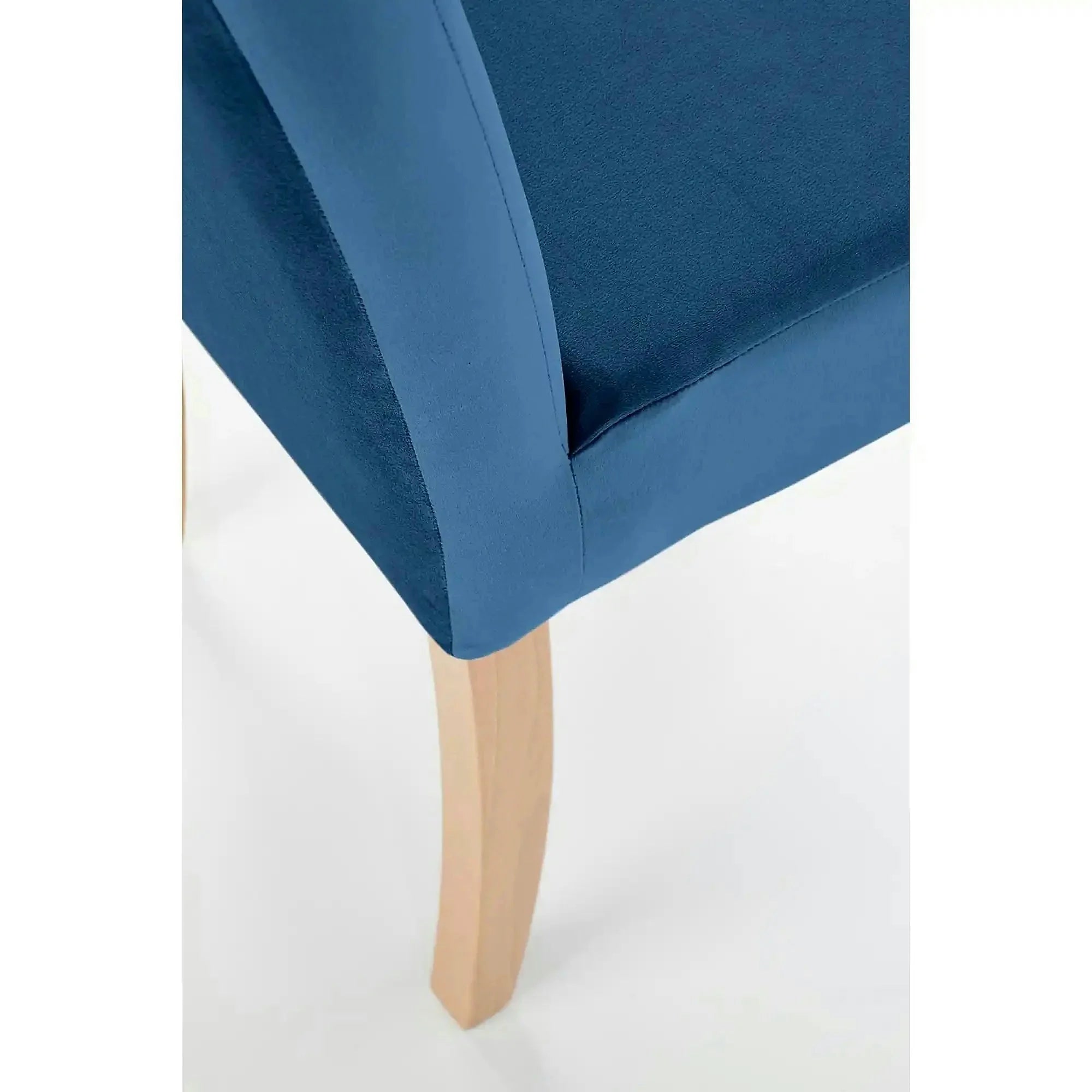 Scaun CLARION, albastru/stejar, stofa catifelata/lemn, 42x58x97 cm