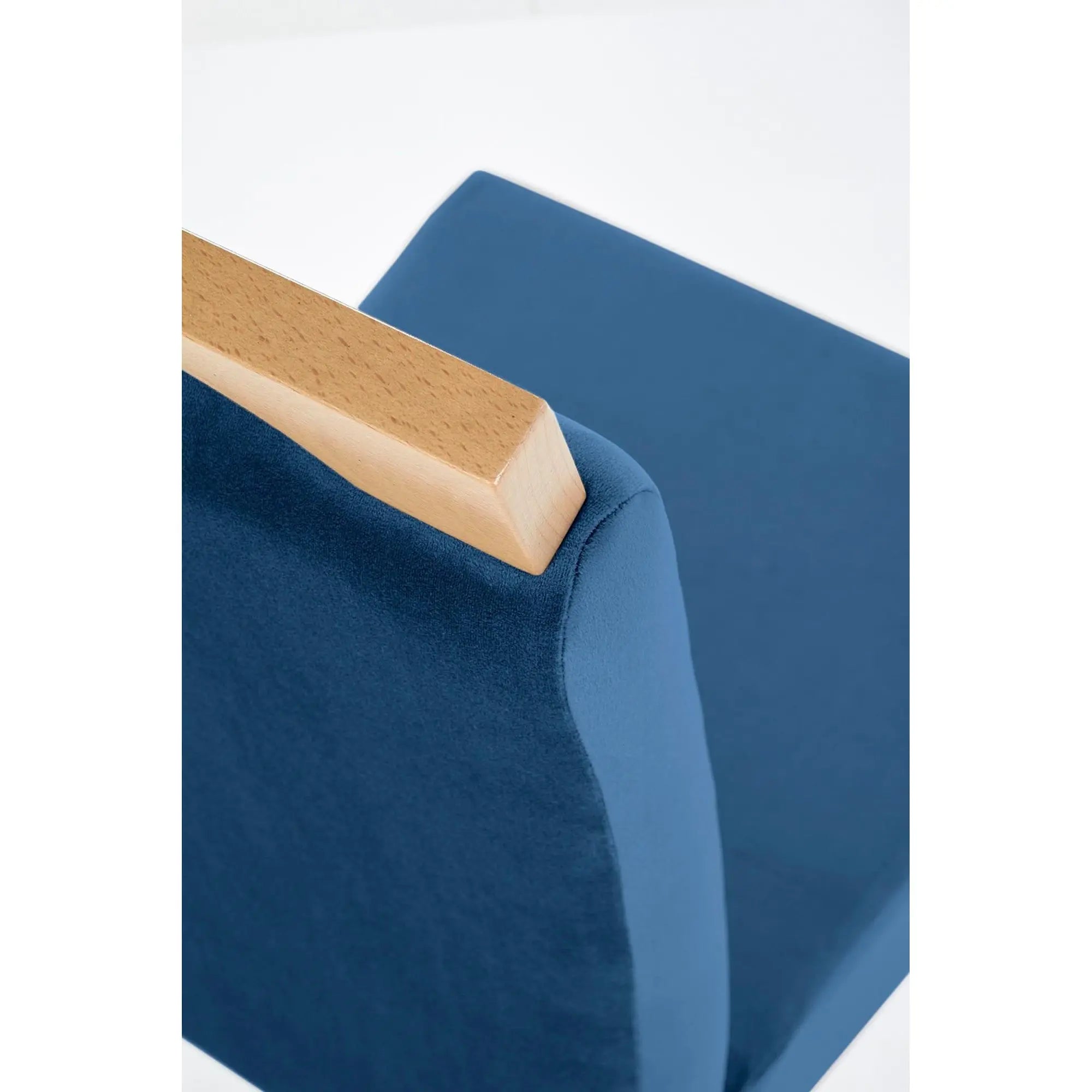 Scaun CLARION, albastru/stejar, stofa catifelata/lemn, 42x58x97 cm