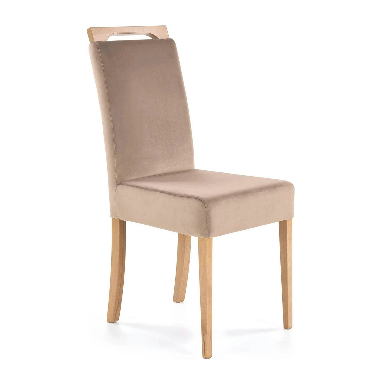 Scaun CLARION, maro/stejar, stofa catifelata/lemn, 42x58x97 cm